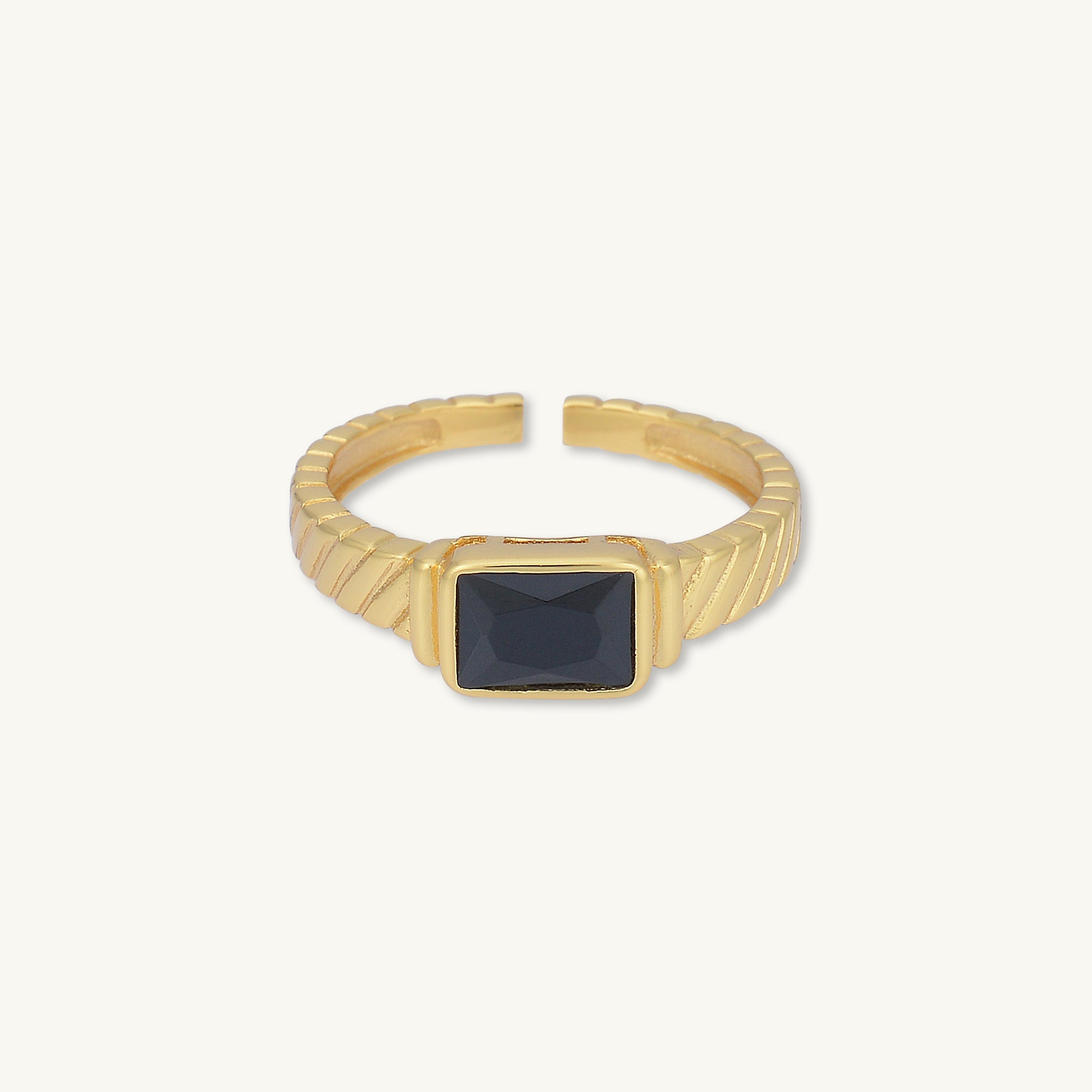 Onyx Baguette Twist Open Ring