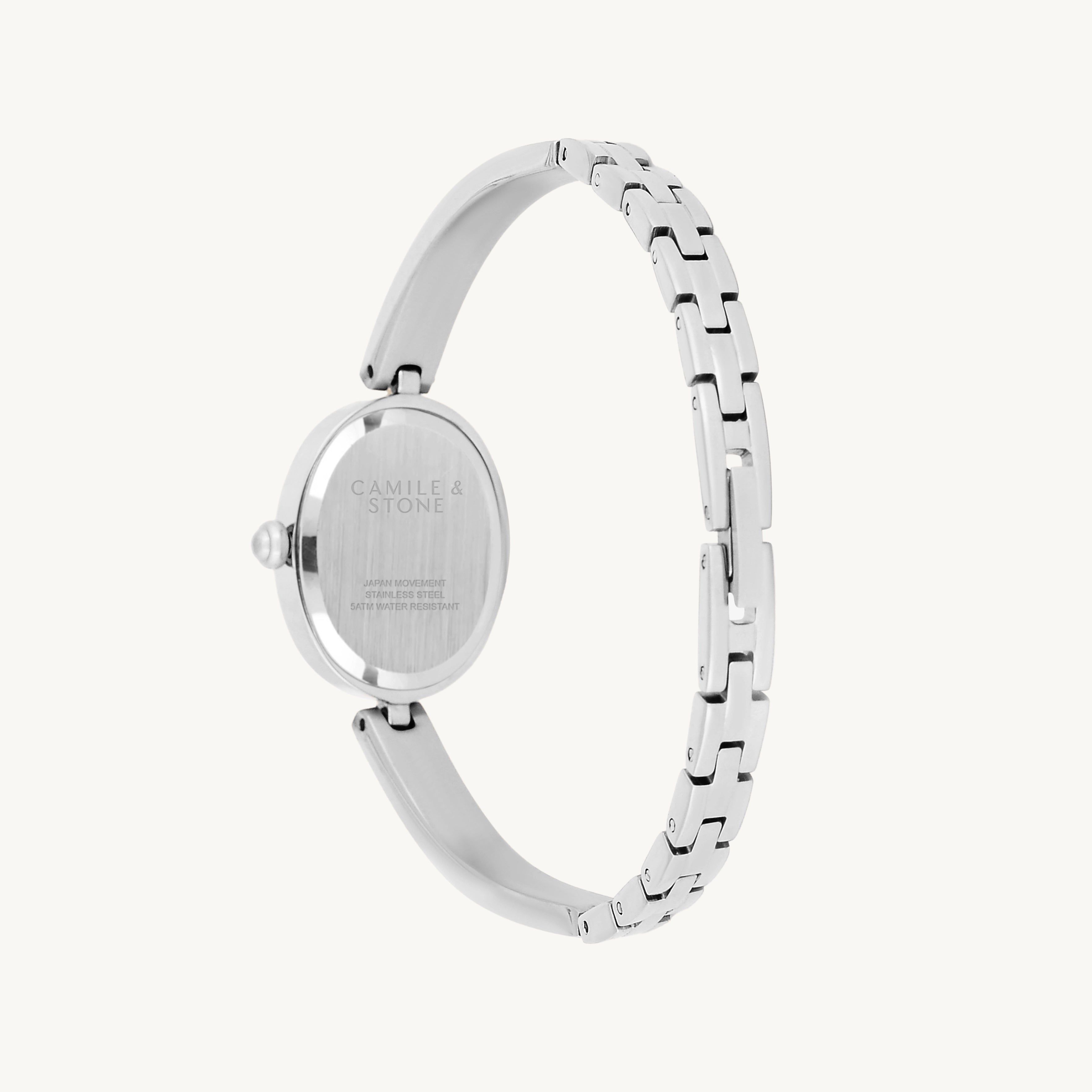 Audrey Two-Tone Oval Watch | Silver