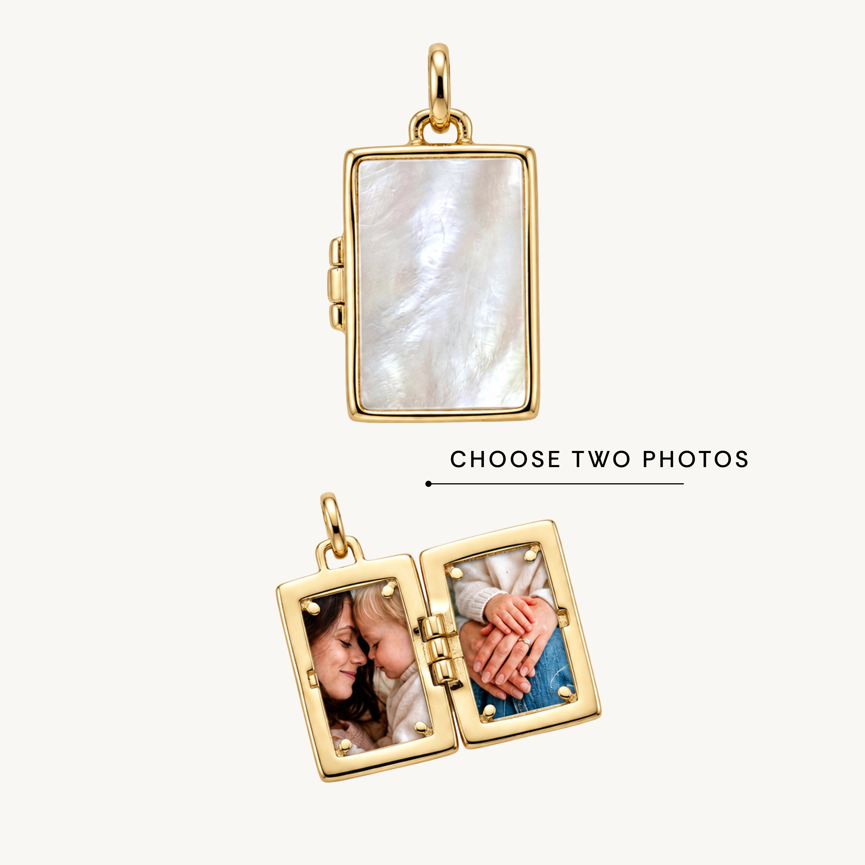 Rectangle MOP Photo Locket Pendant