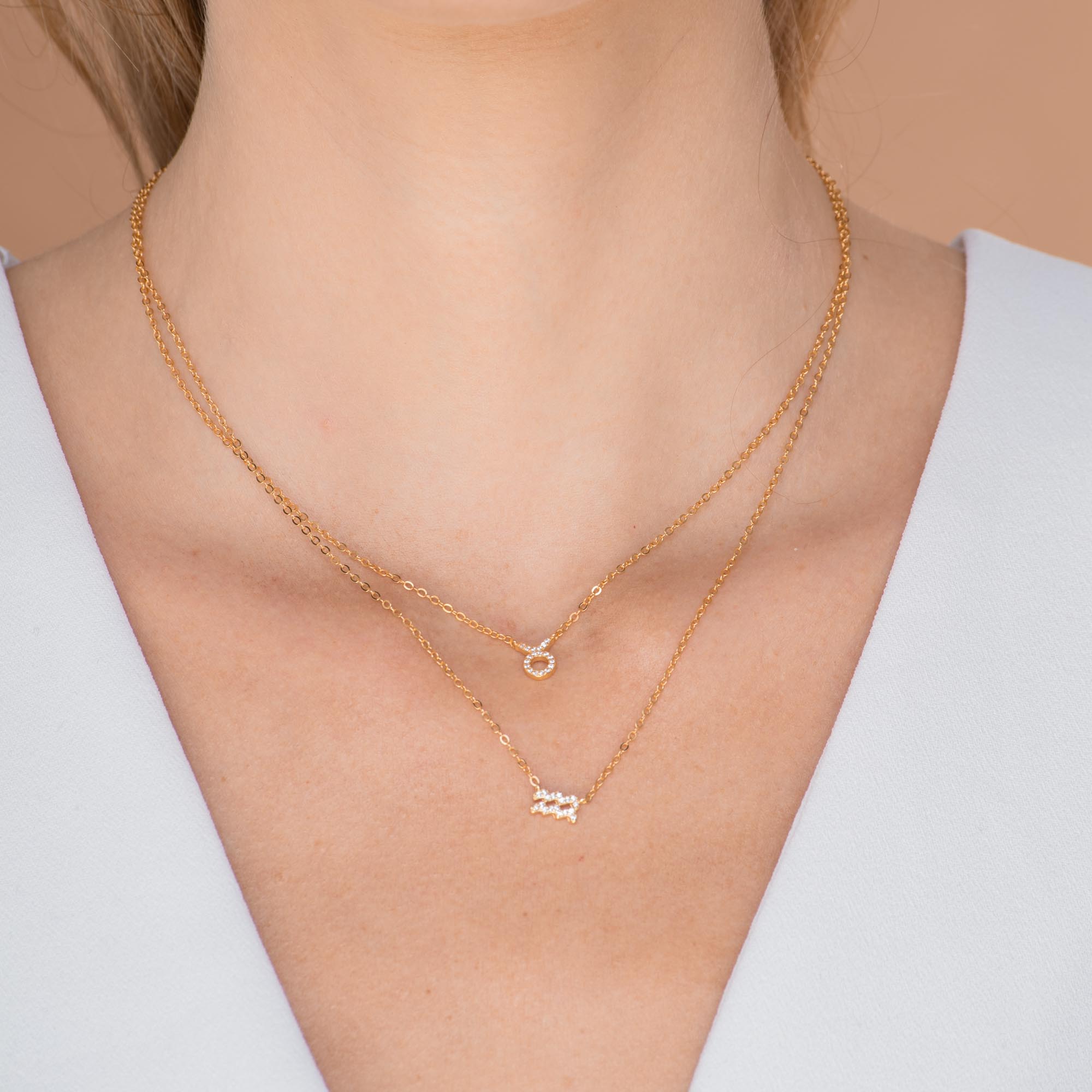 Aquarius Sapphire Charm Zodiac Star Sign Necklace - Camile & Stone