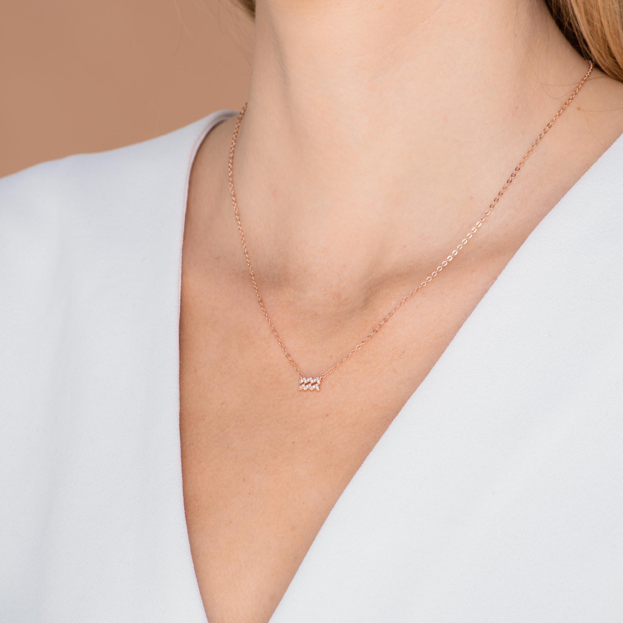 Aquarius Sapphire Charm Zodiac Star Sign Necklace - Camile & Stone