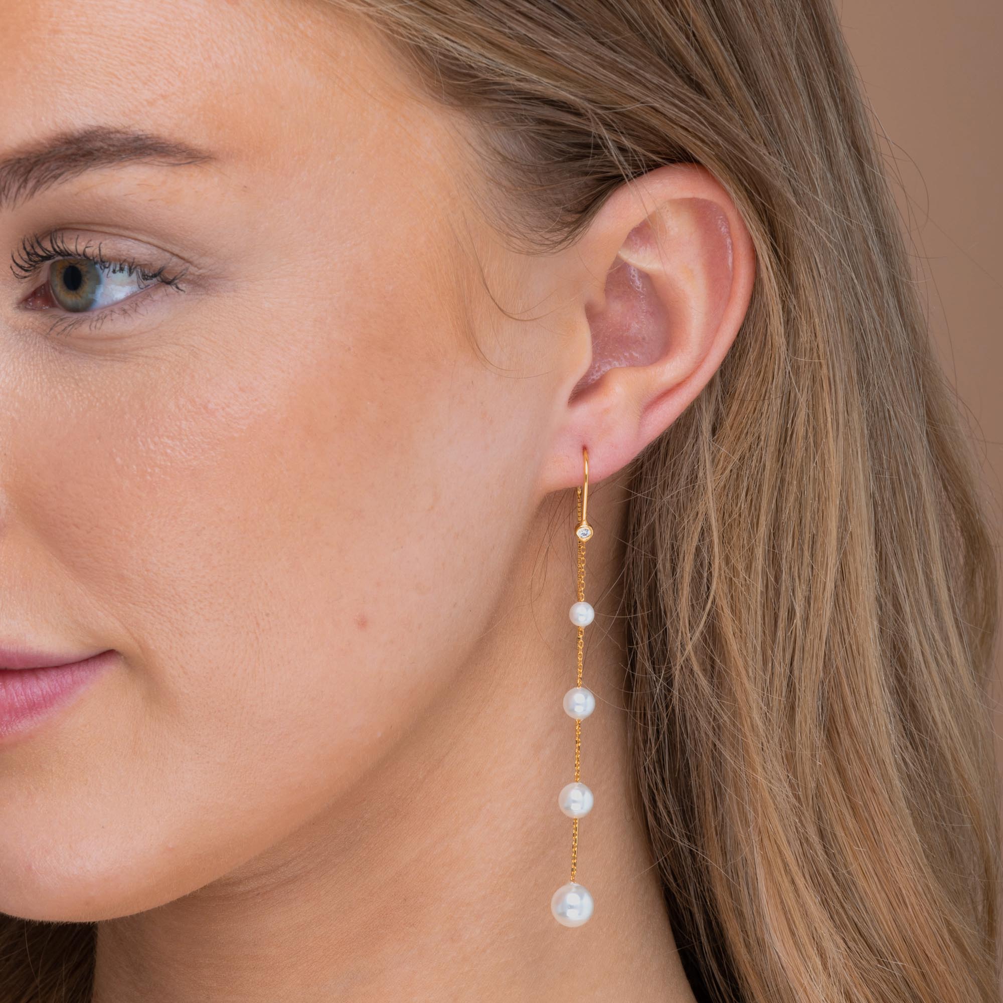 Ascending Pearl Threader Earrings - Camile & Stone