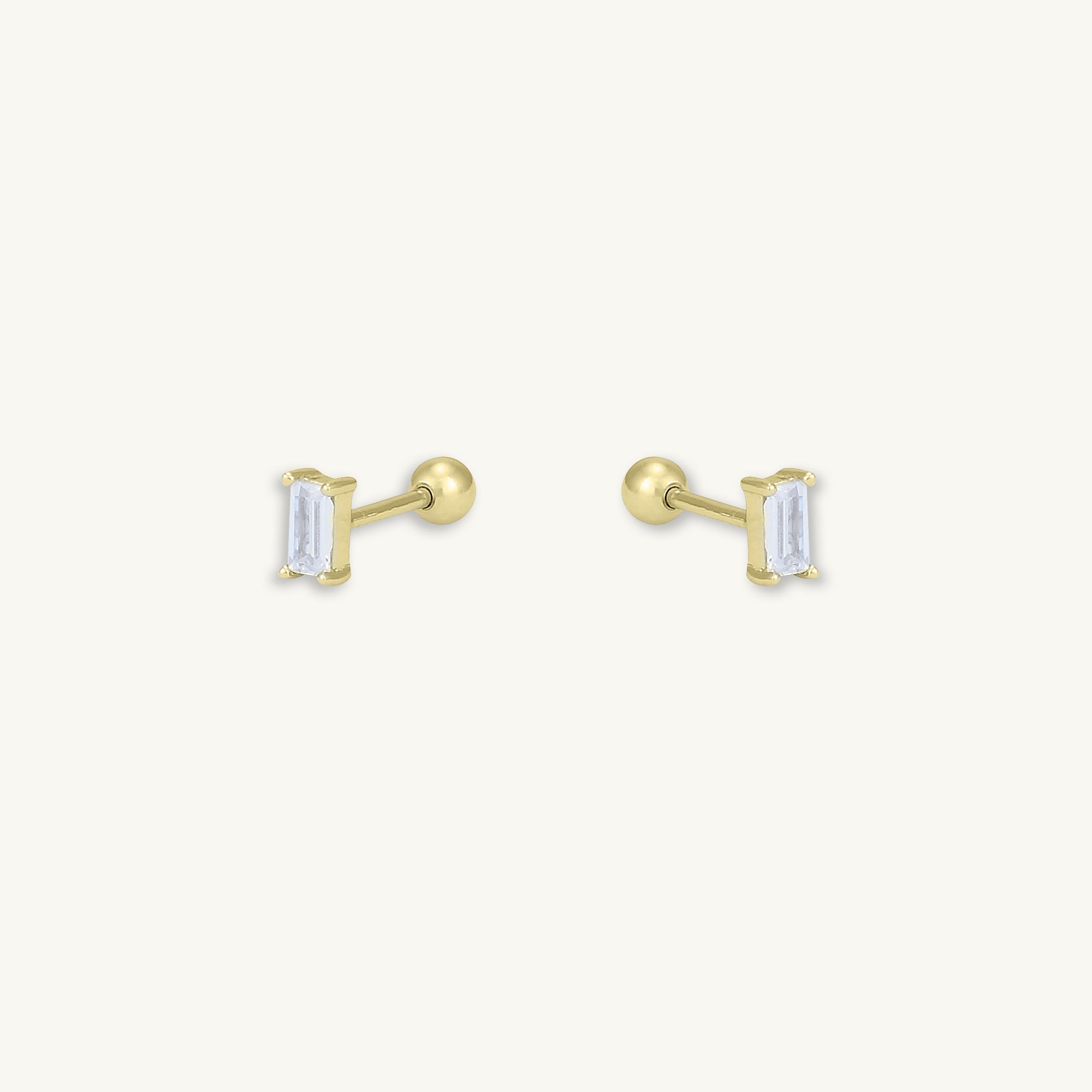 Baguette Barbell Stud Cartilage Earrings - Camile & Stone