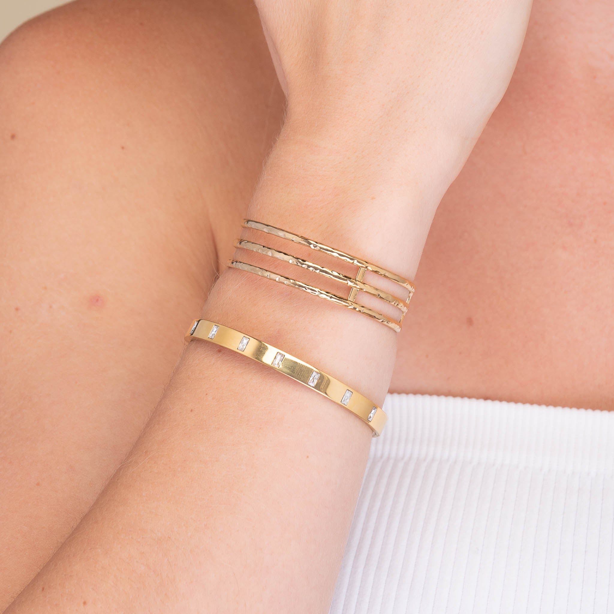 Baguette Hinged Bangle Bracelet - Camile & Stone