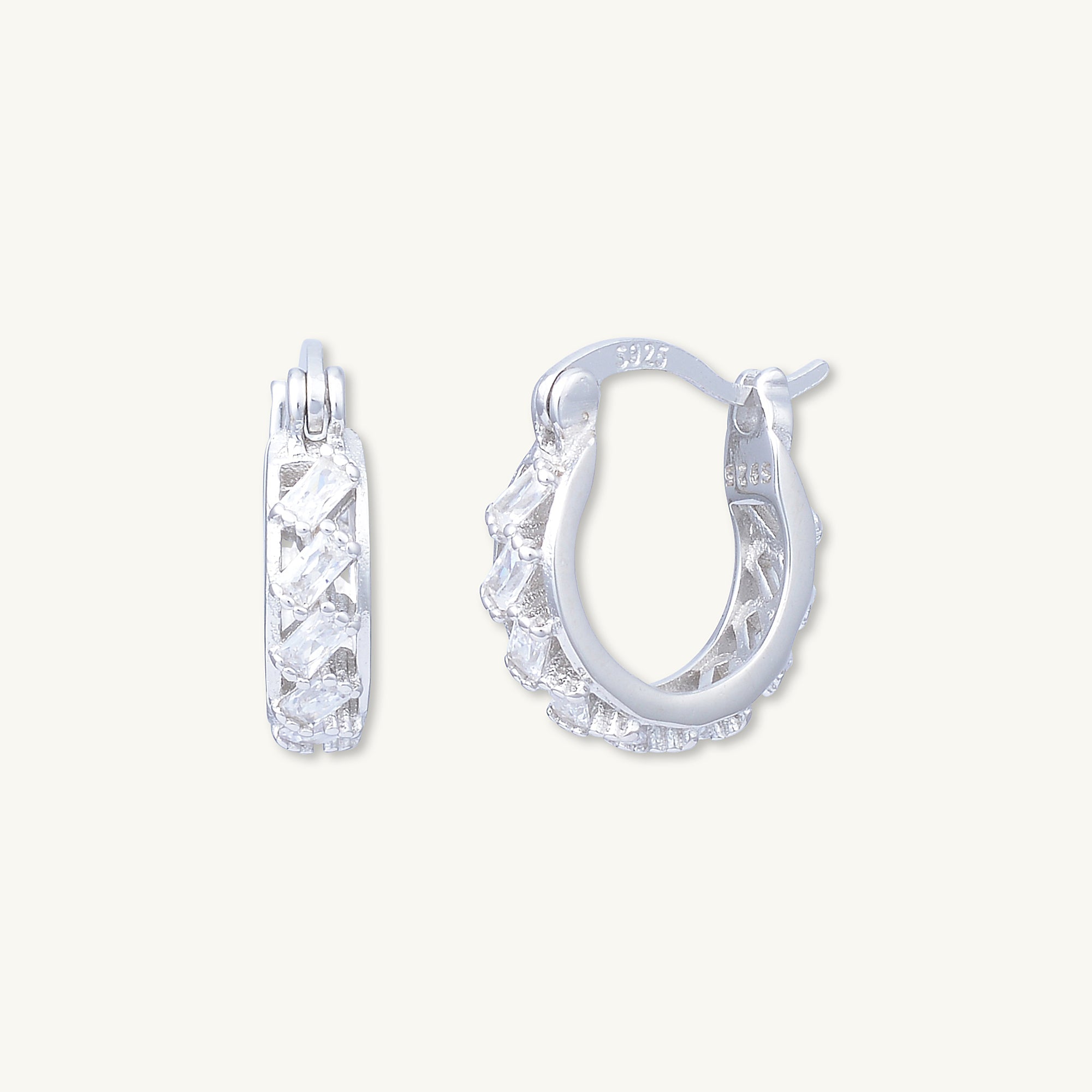 Baguette Sapphire Hoop Earrings - Camile & Stone
