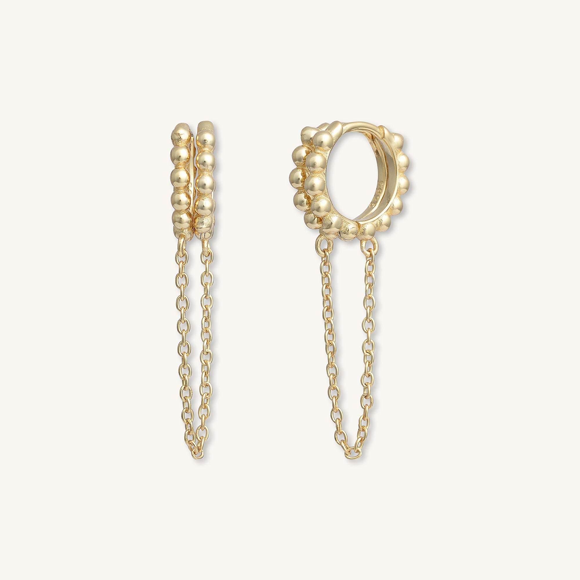 Ball Dangling Chain Huggie Earrings - Camile & Stone