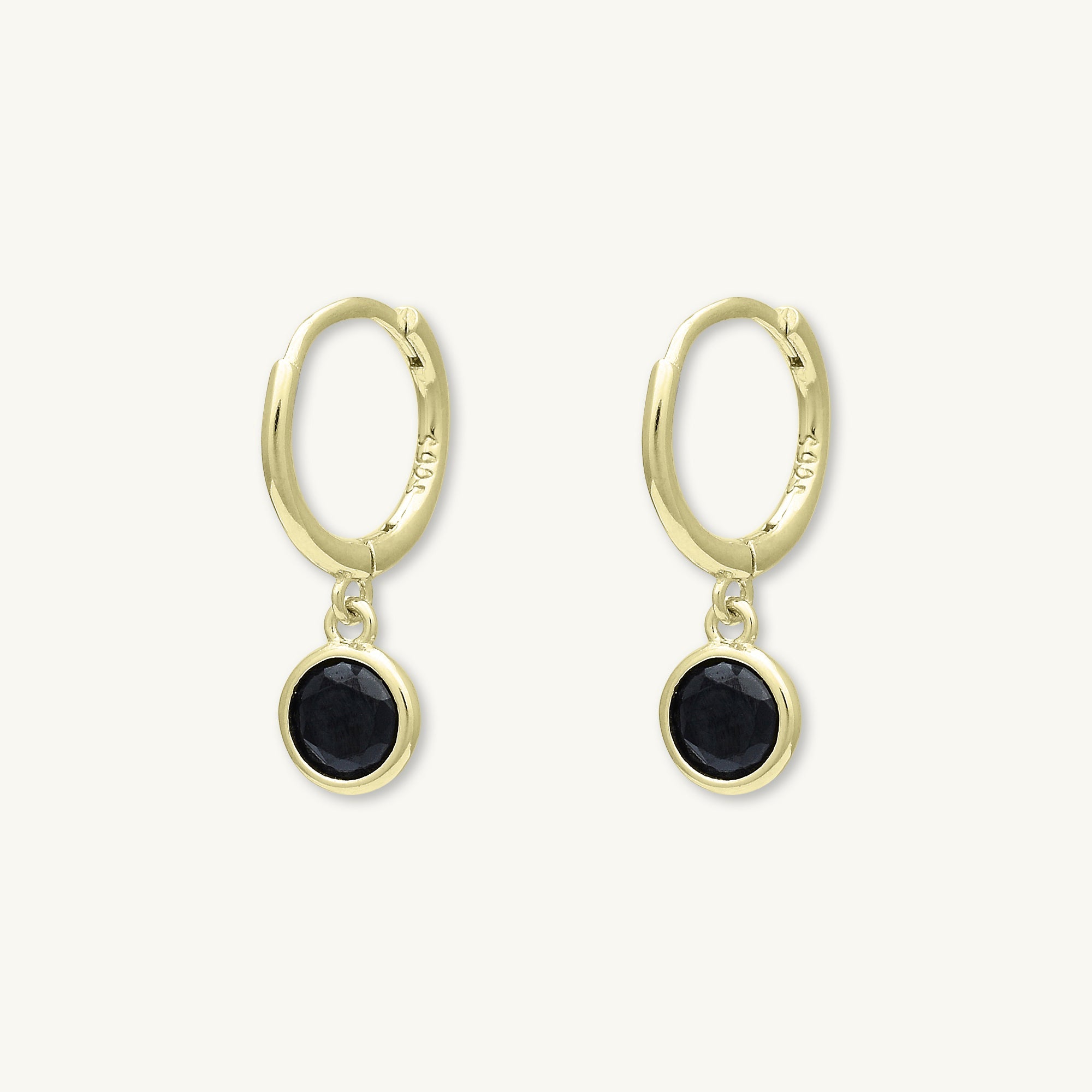 Black Circle Sapphire Hoop Earrings - Camile & Stone