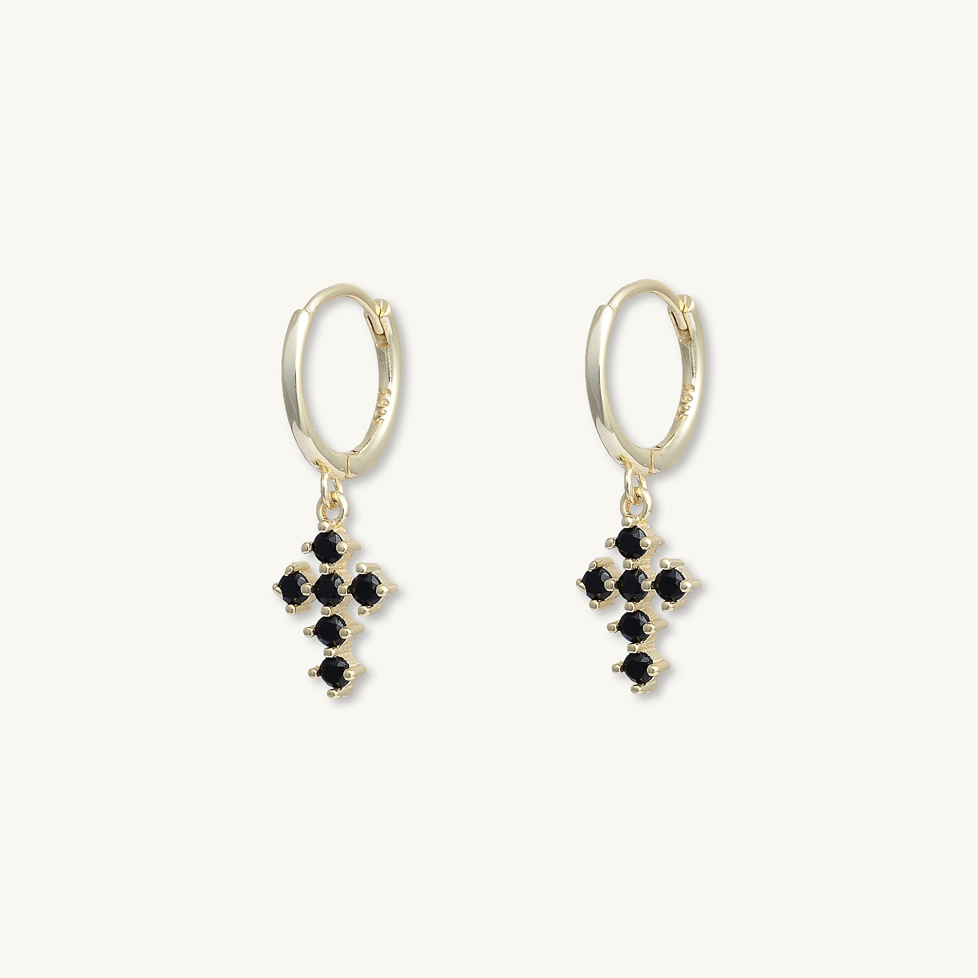 Black Cross Zirconia Huggie Earrings - Camile & Stone