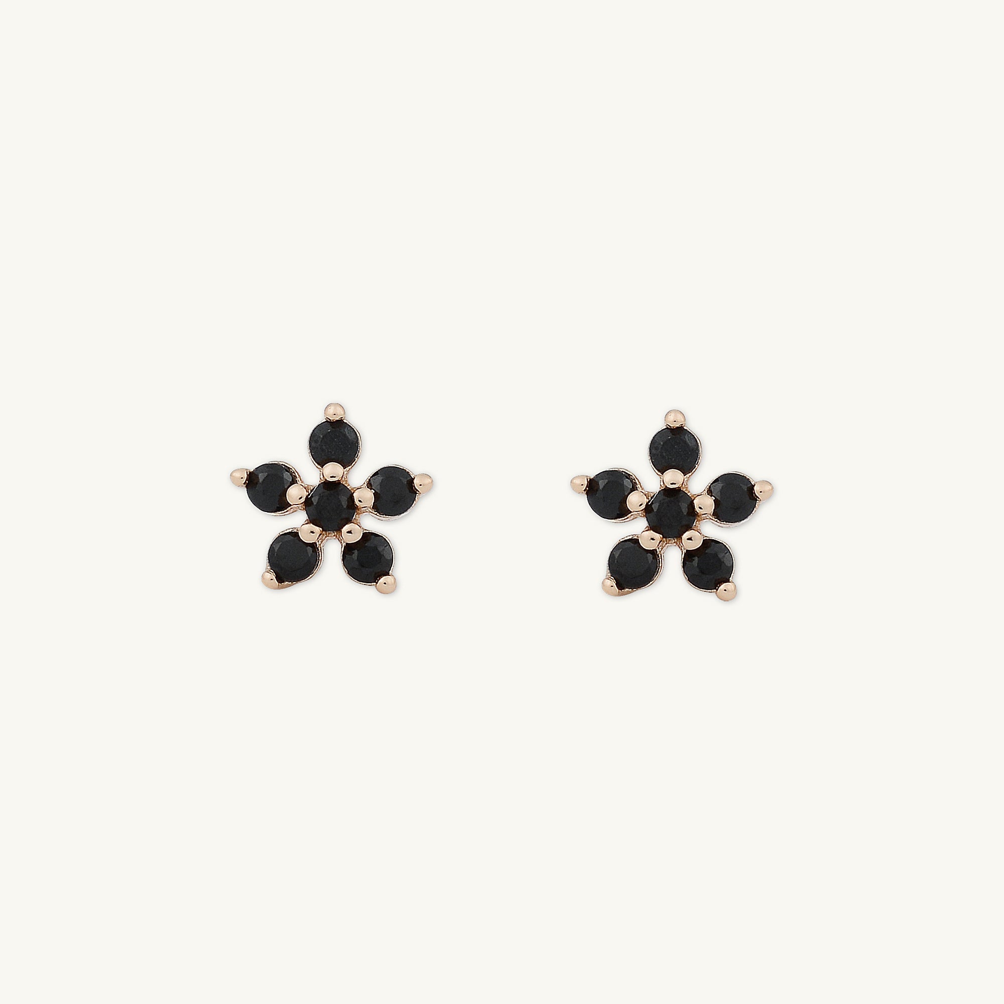 Black Flower Sapphire Stud Earrings - Camile & Stone