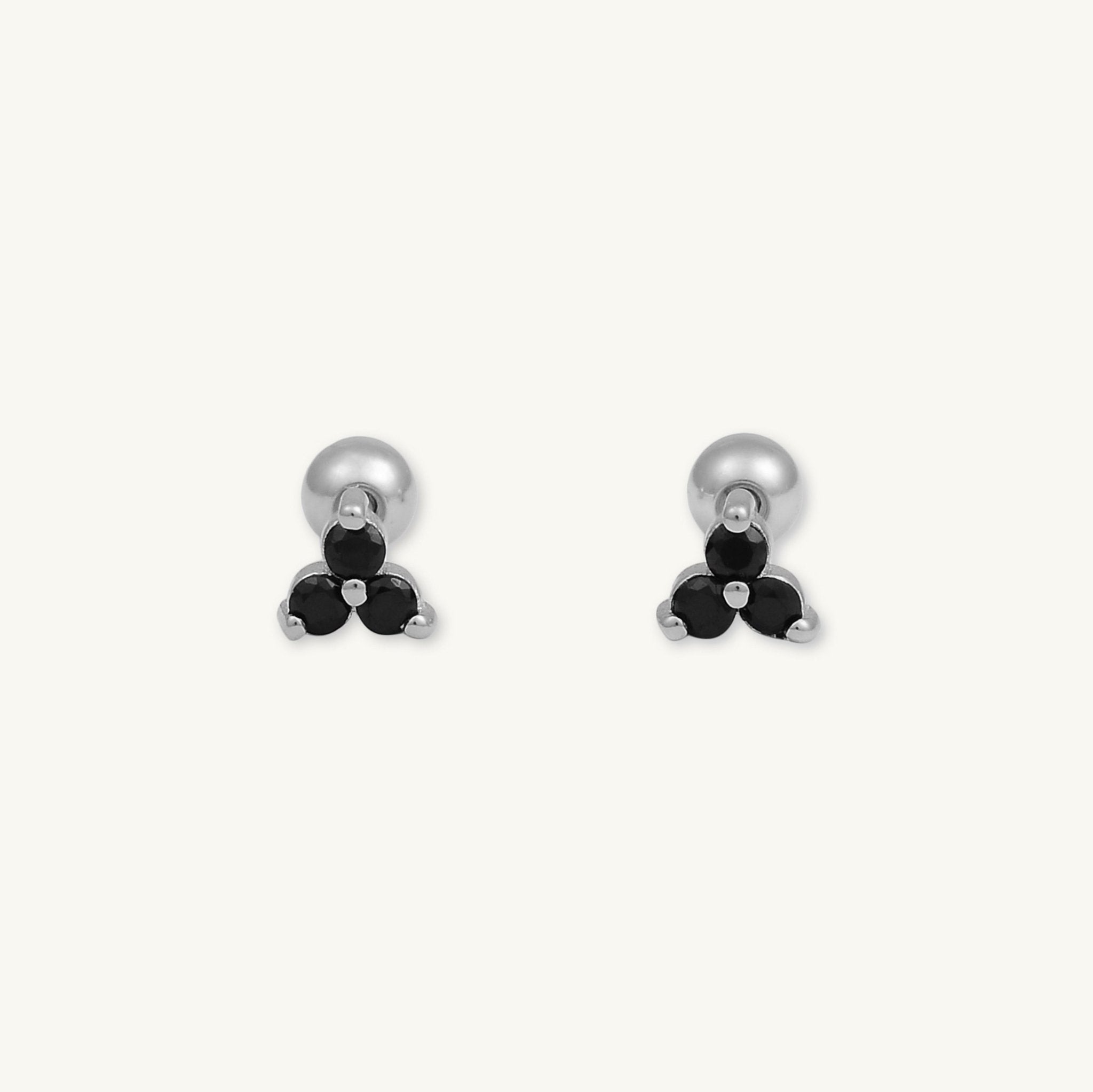 Black Lotus Sapphire Barbell Cartilage Earrings - Camile & Stone