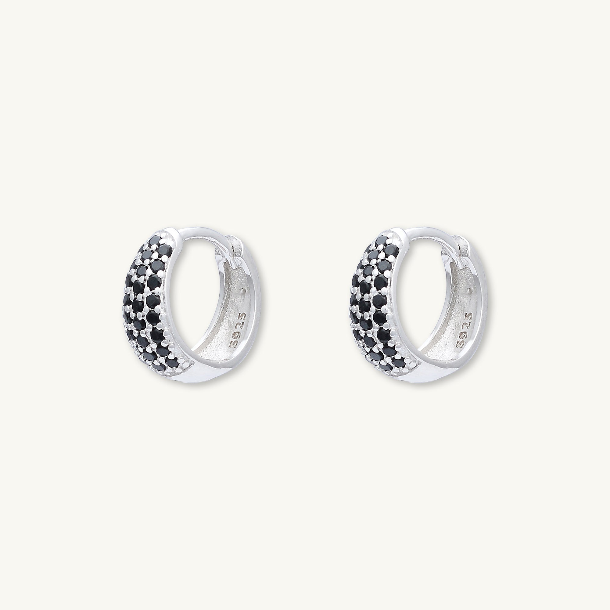 Black Sapphire Thick Dome Huggie Earrings - Camile & Stone