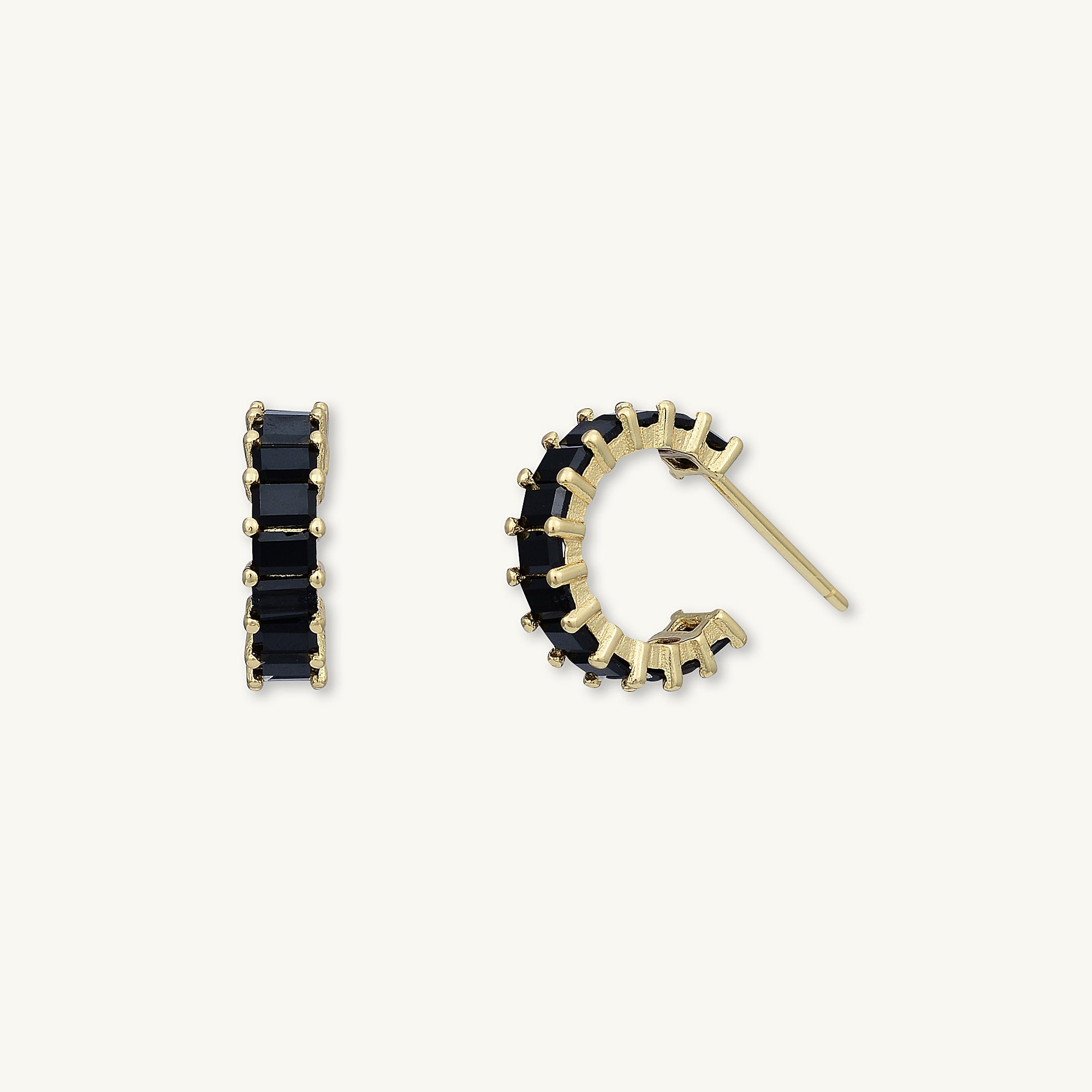 Black Statement Zirconia Huggie Hoop Earrings - Camile & Stone