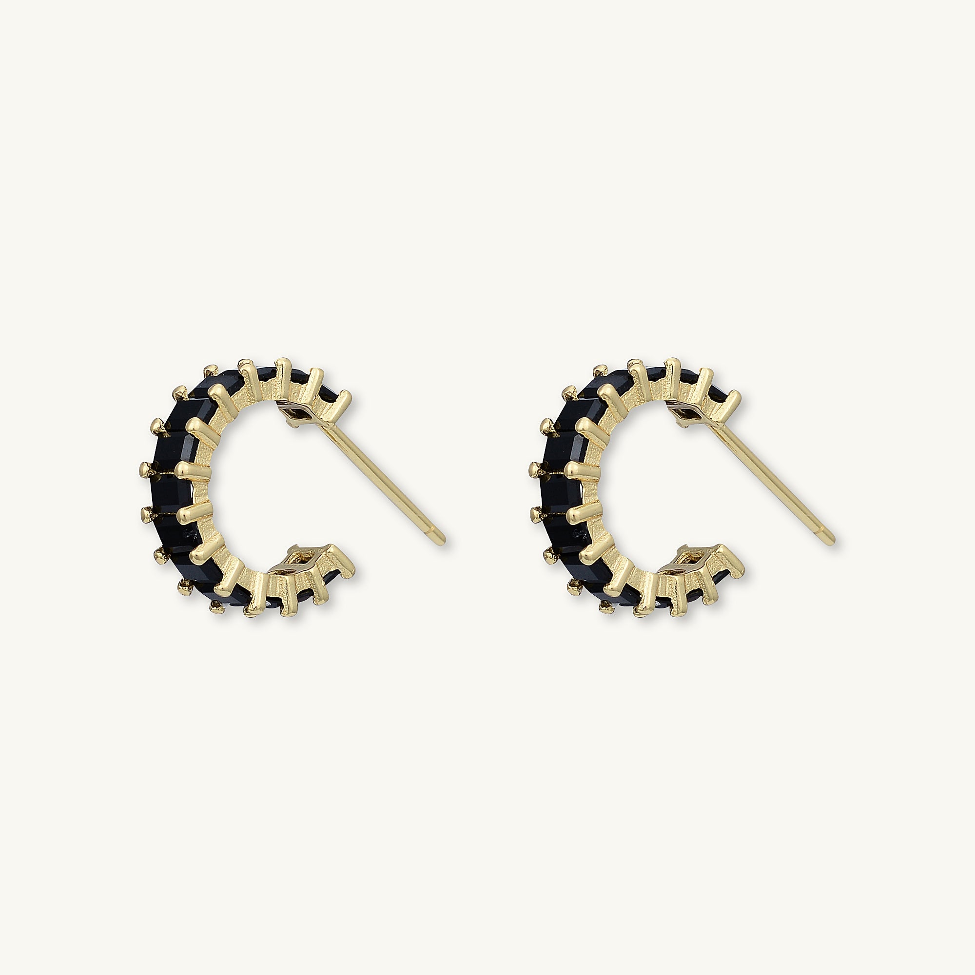 Black Statement Zirconia Huggie Hoop Earrings - Camile & Stone