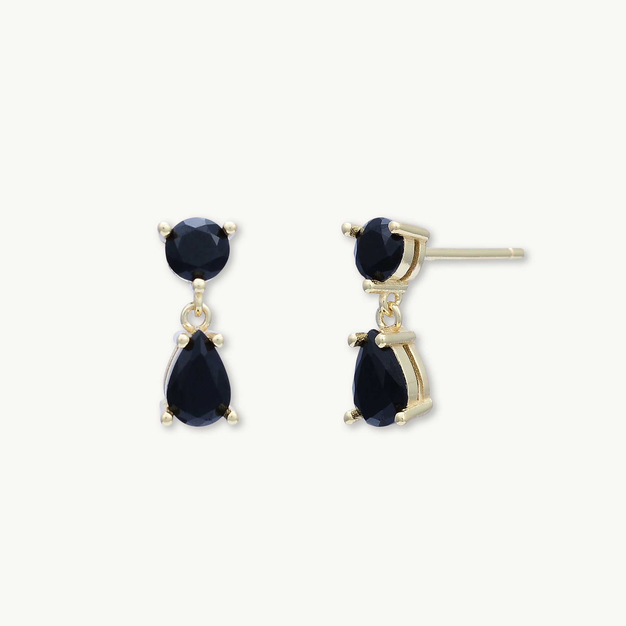 Black Teardrop Sapphire Earrings - Camile & Stone