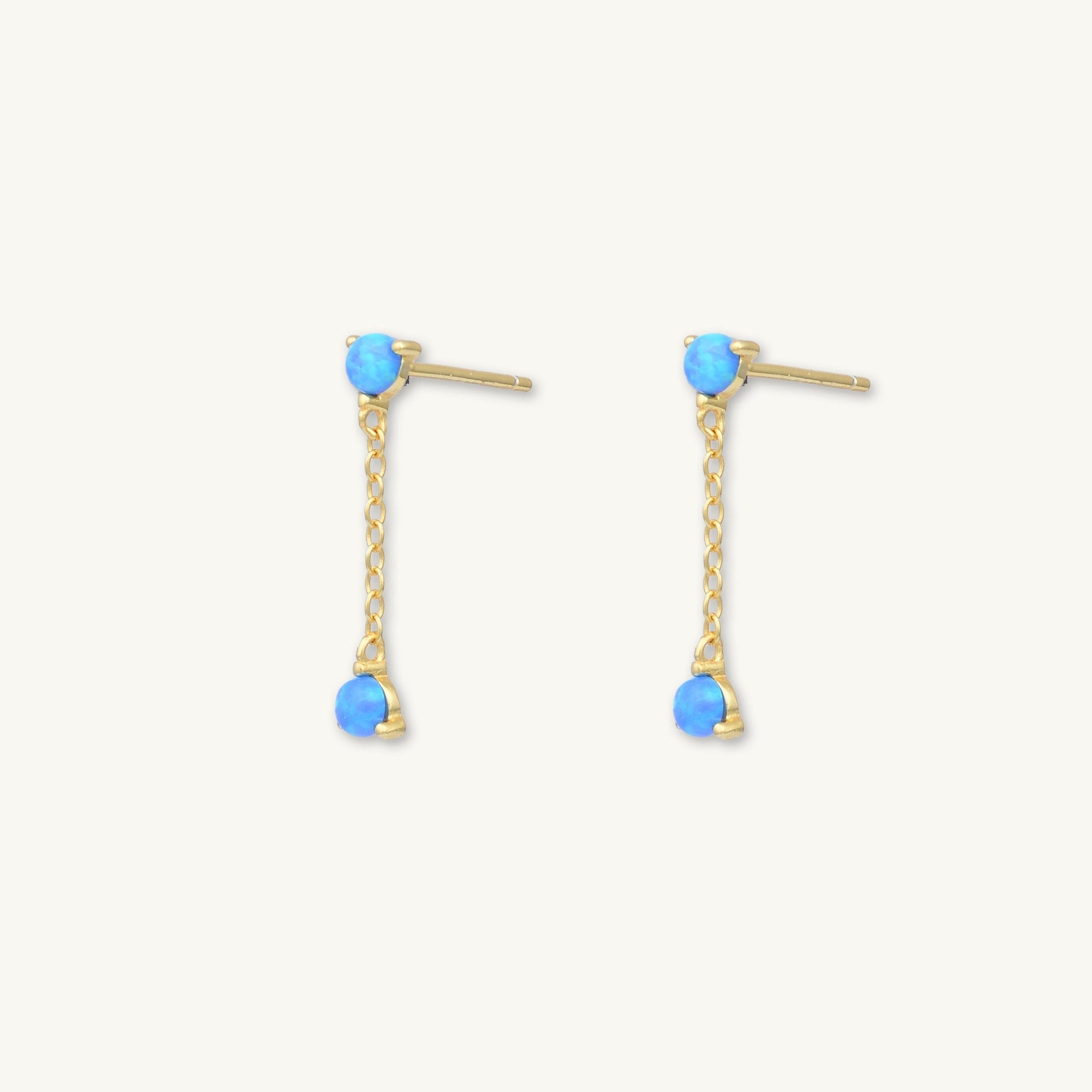 Blue Opal Dangling Stud Earrings - Camile & Stone