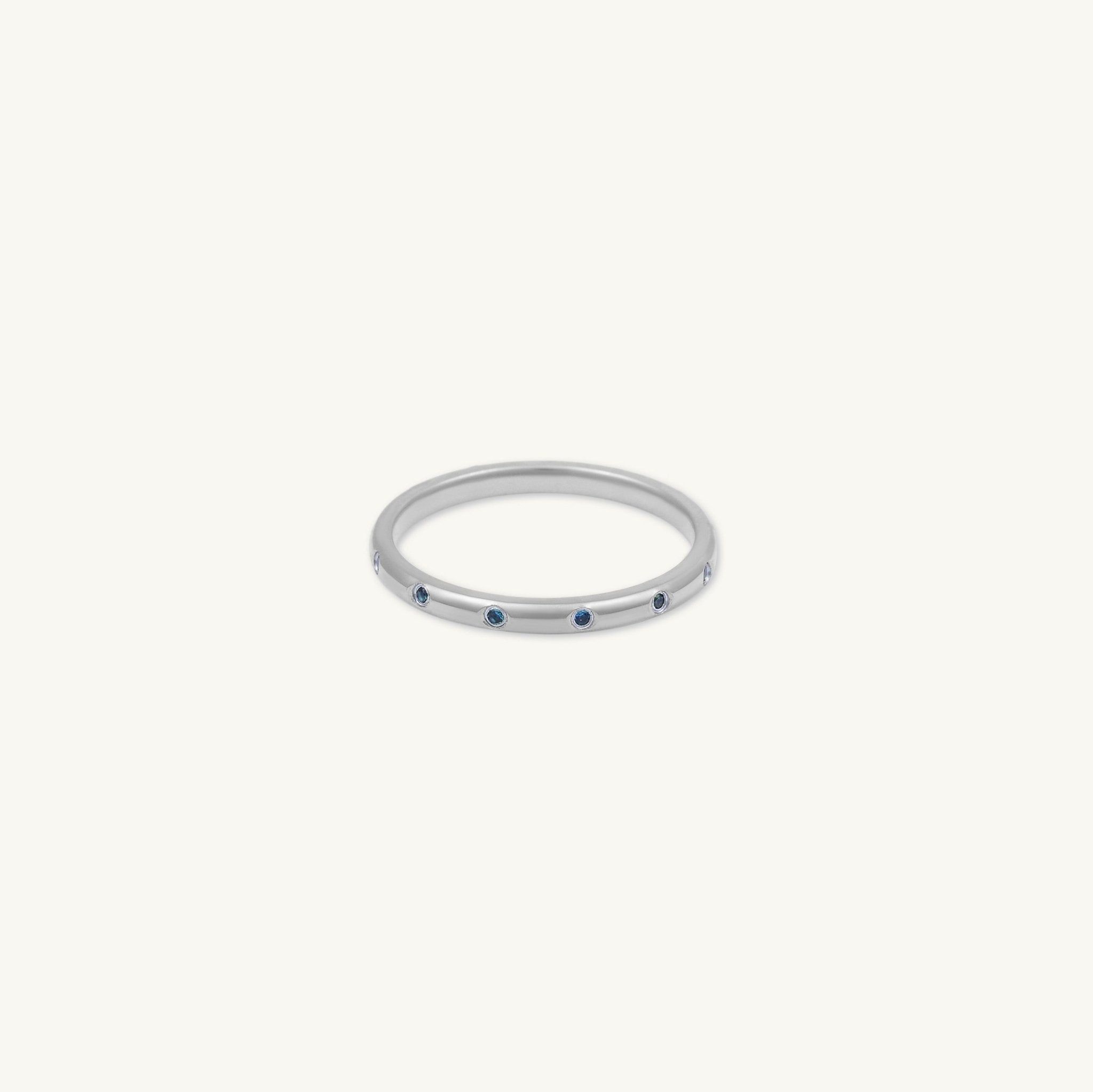 Blue Sapphire Station Stacking Band Ring - Camile & Stone