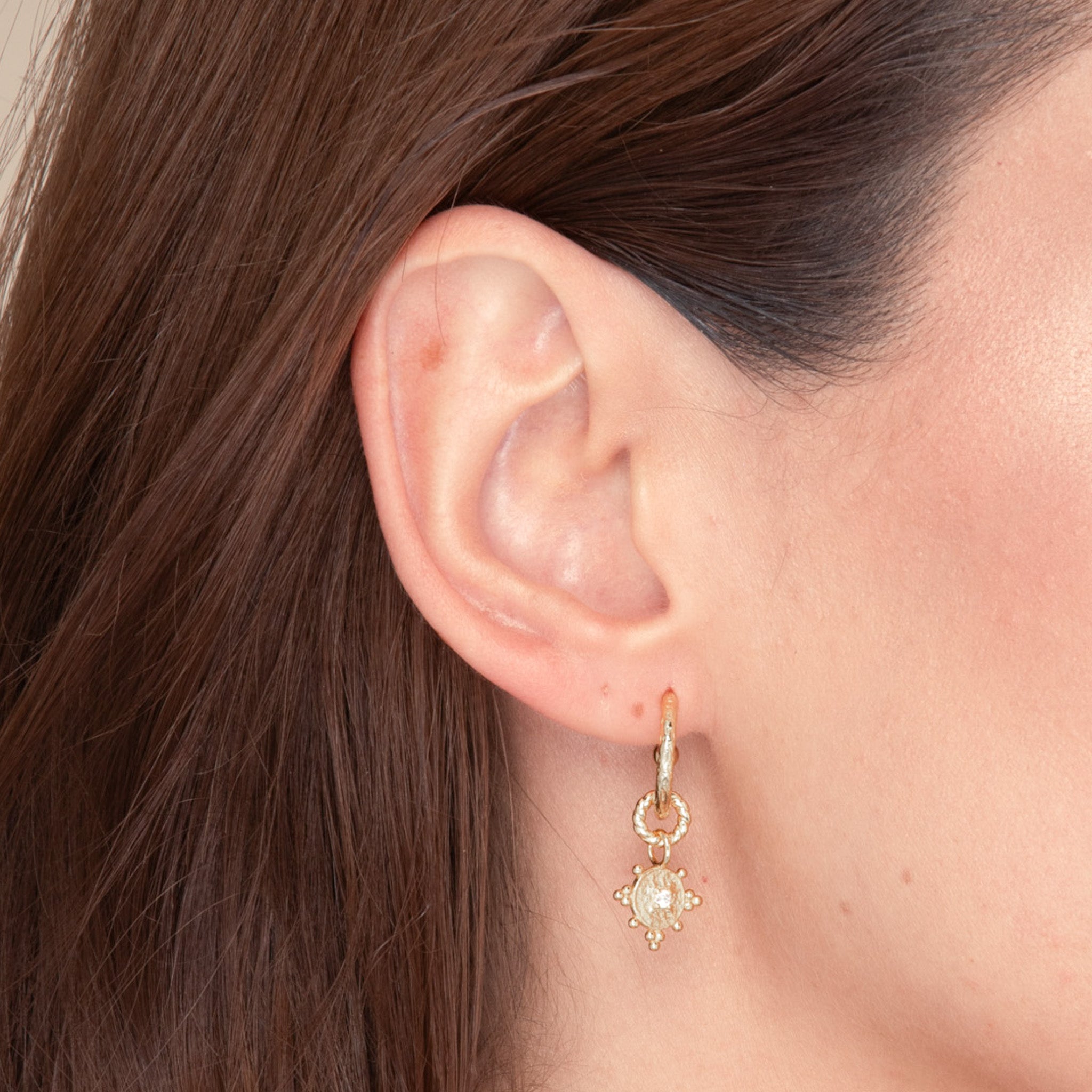 Boho Sapphire Dangle Molten Huggie Earrings - Camile & Stone