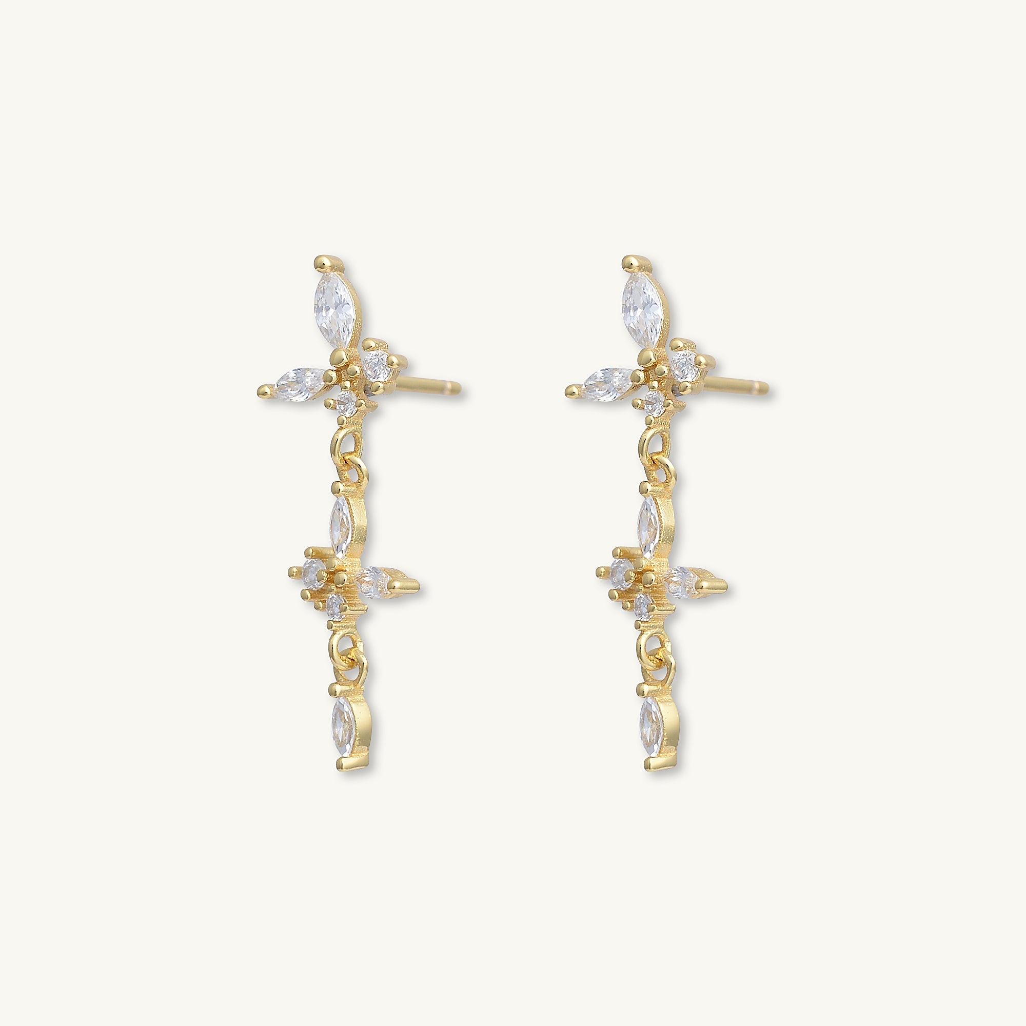 Butterfly Zirconia Dangle Stud Earrings - Camile & Stone