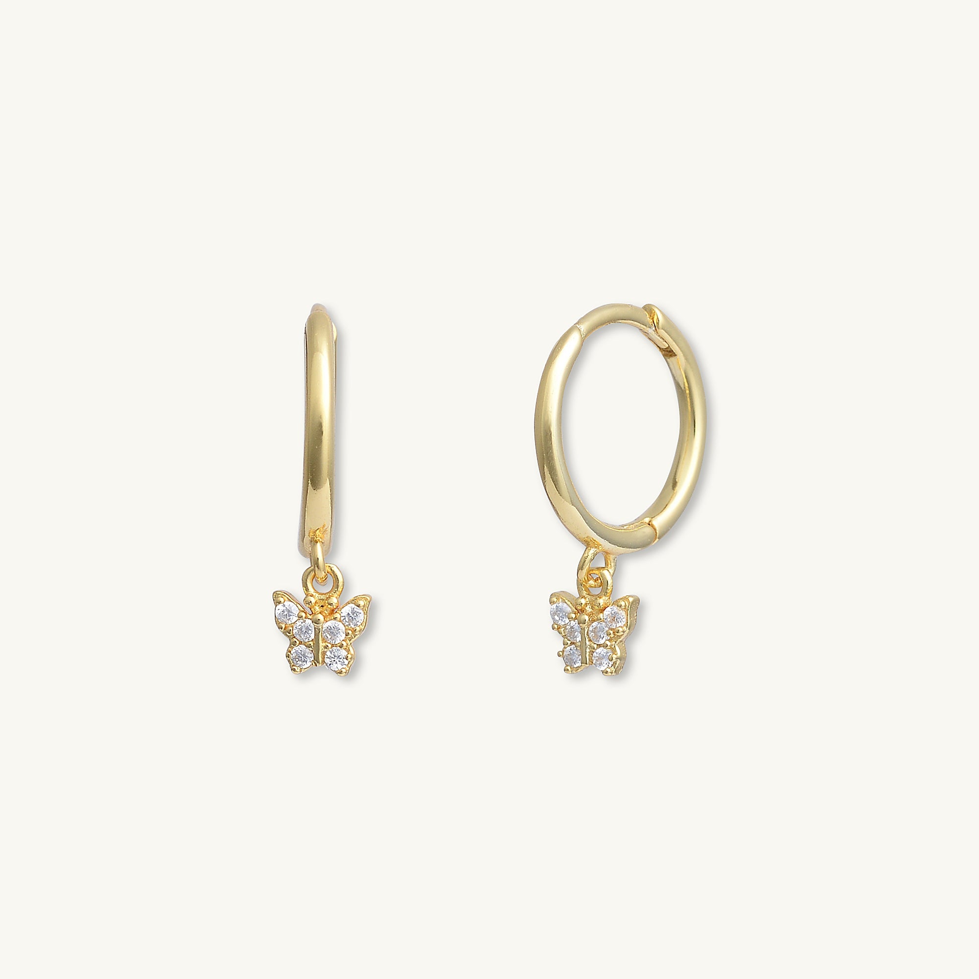 Butterfly Zirconia Drop Huggie Earrings - Camile & Stone