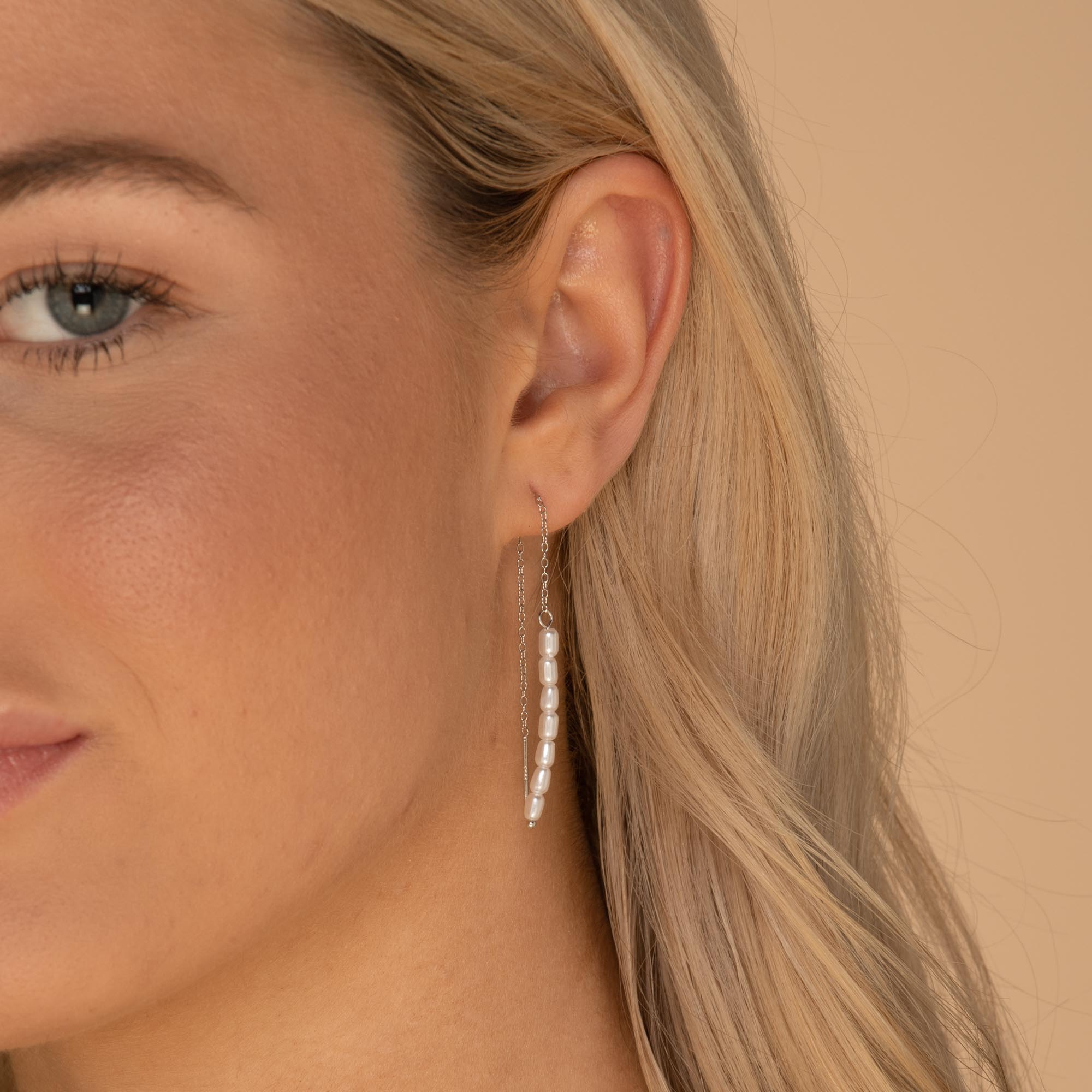 Long Pearl Threader Earrings