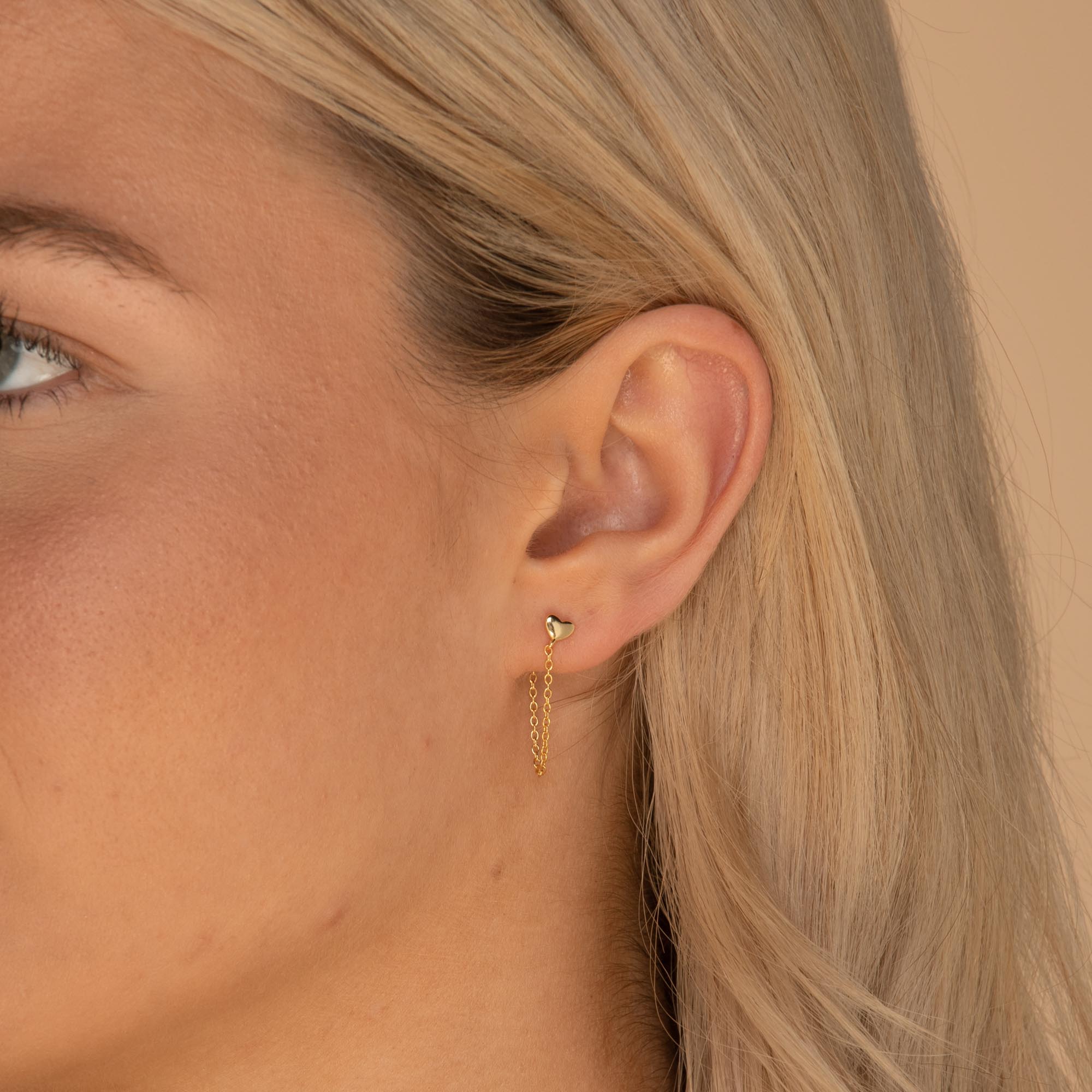Heart Dangle Chain Earrings