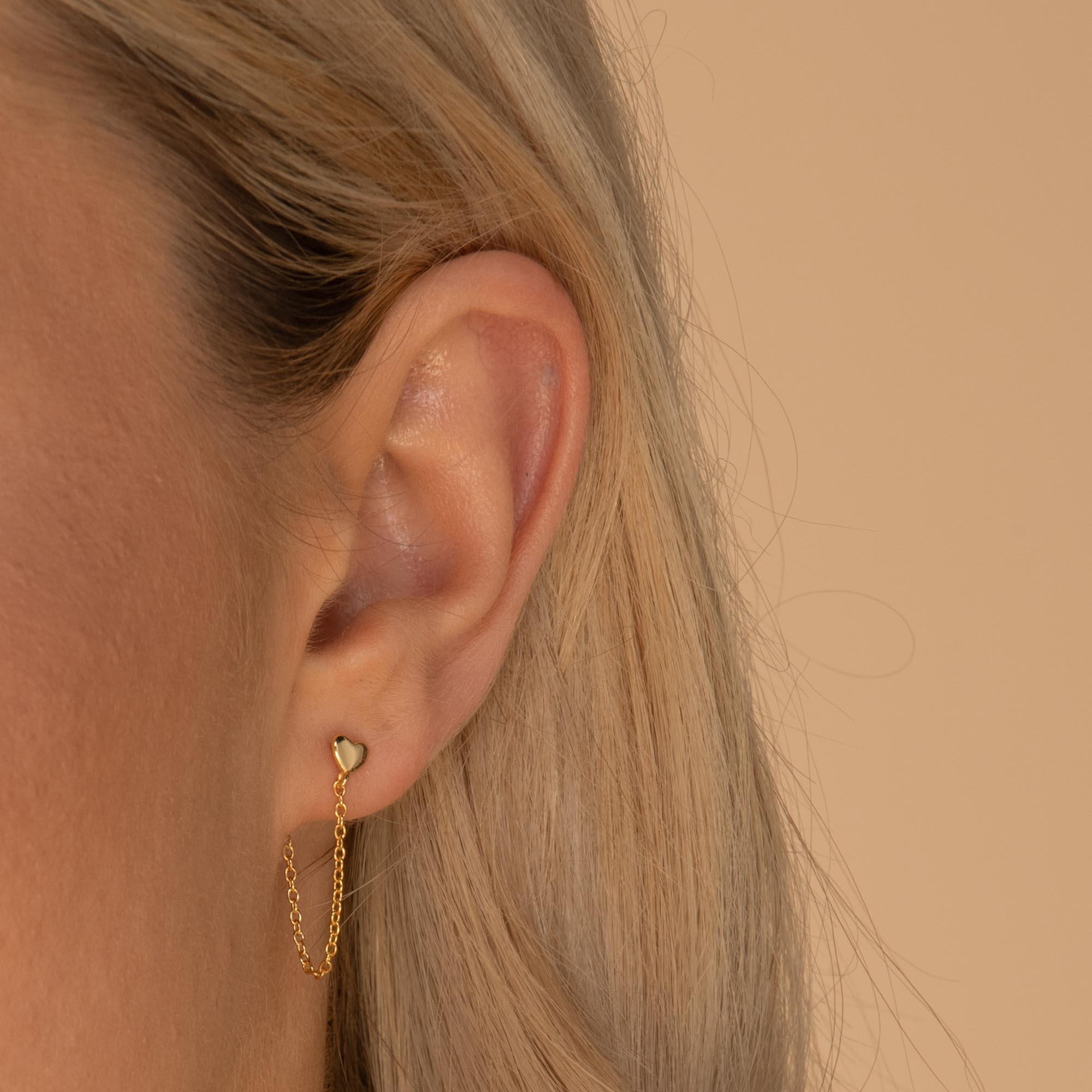 Heart Dangle Chain Earrings