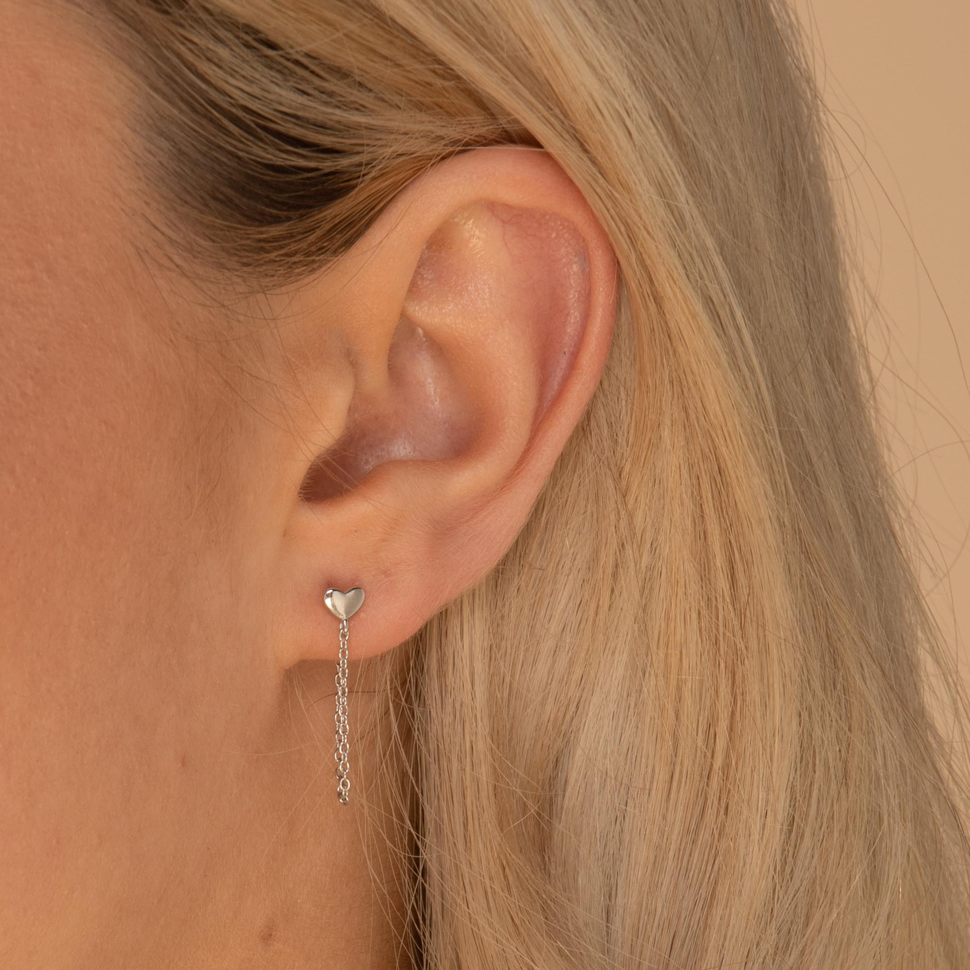 Heart Dangle Chain Earrings