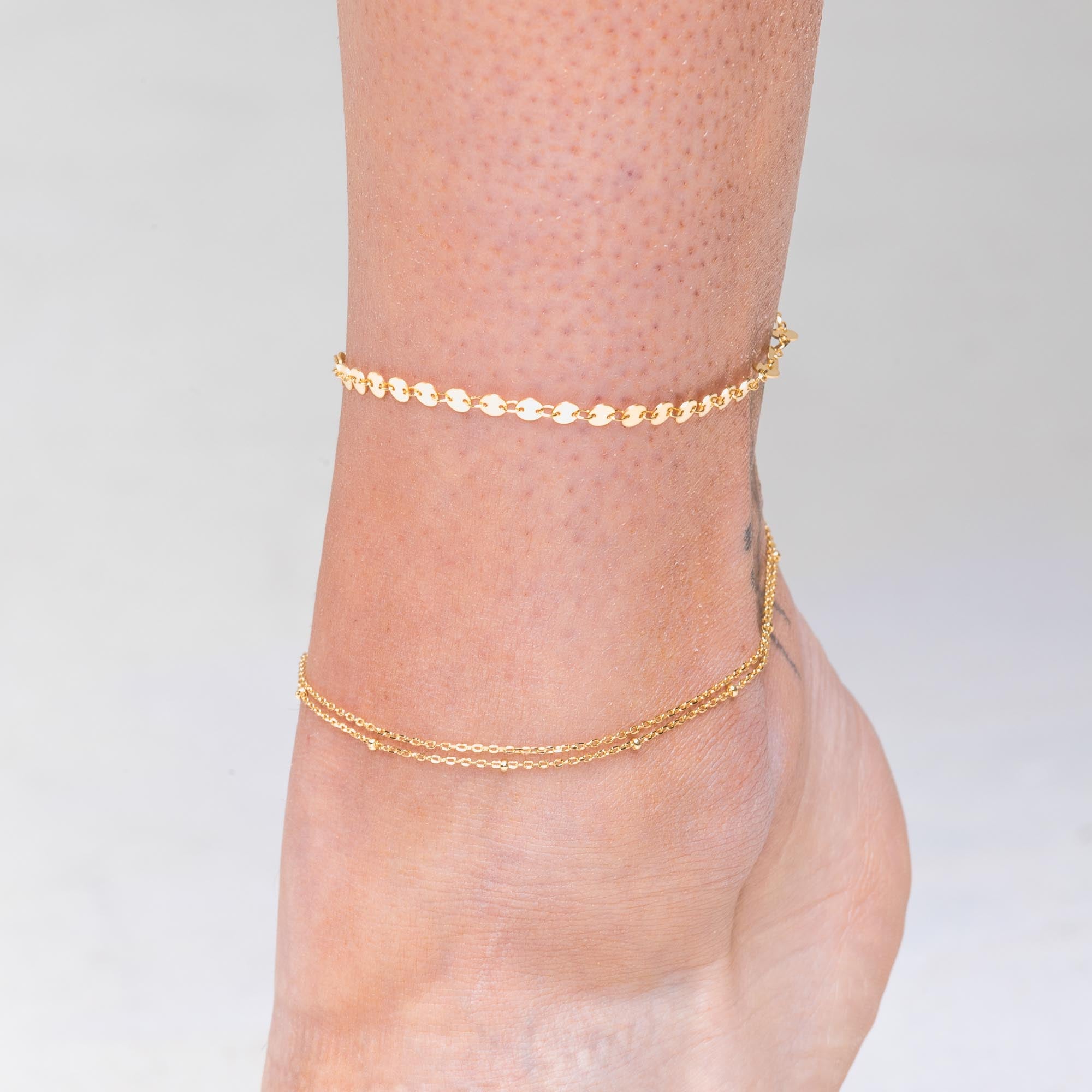Double Satellite Chain Anklet