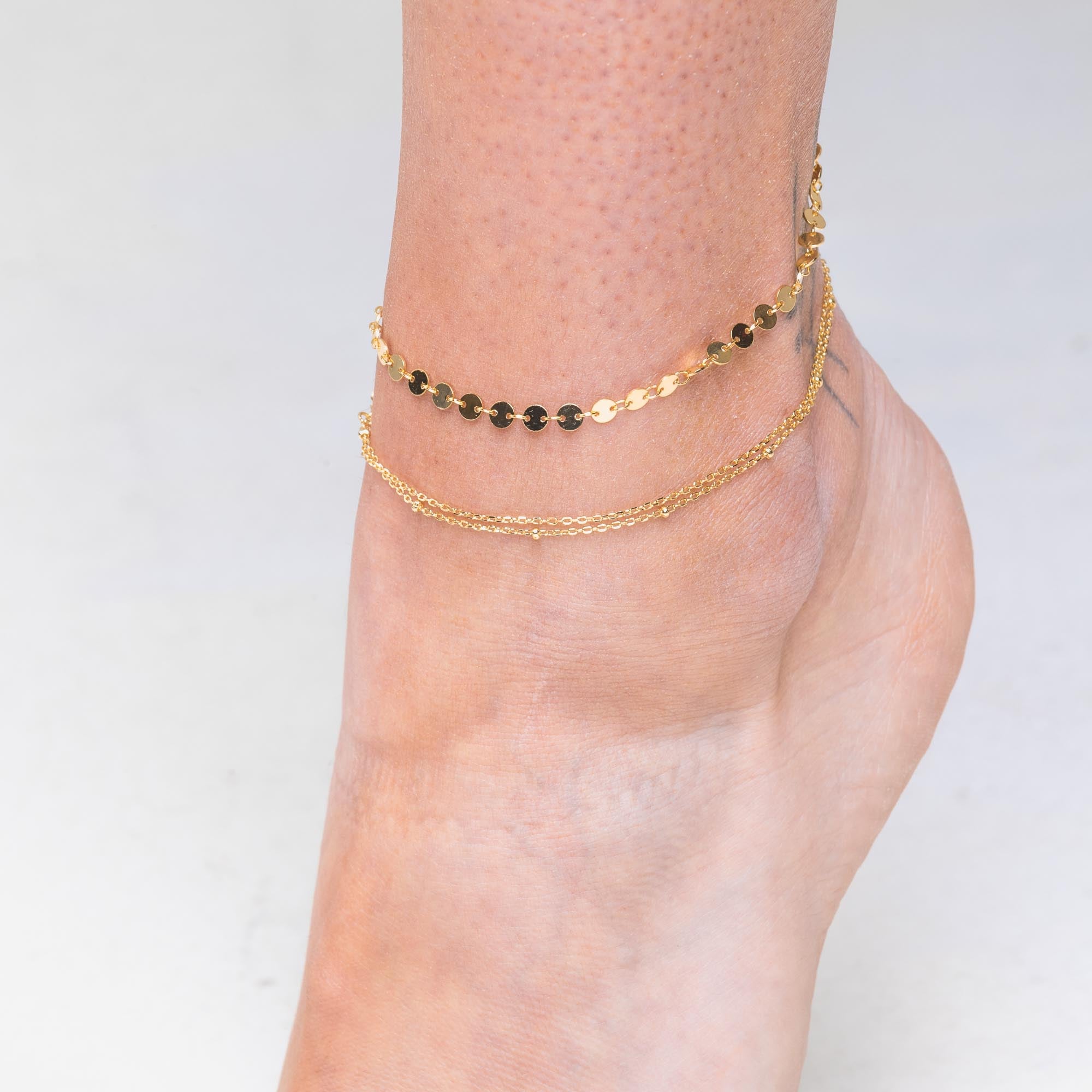 Double Satellite Chain Anklet