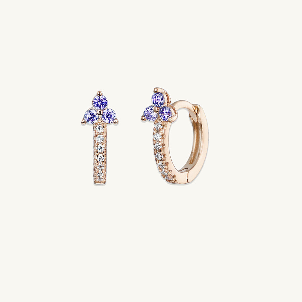 Purple Lotus Sapphire Hoop Earrings