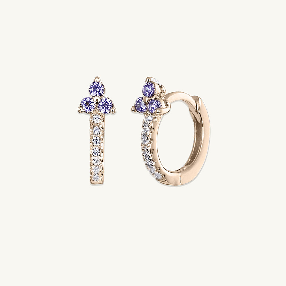 Purple Lotus Sapphire Hoop Earrings