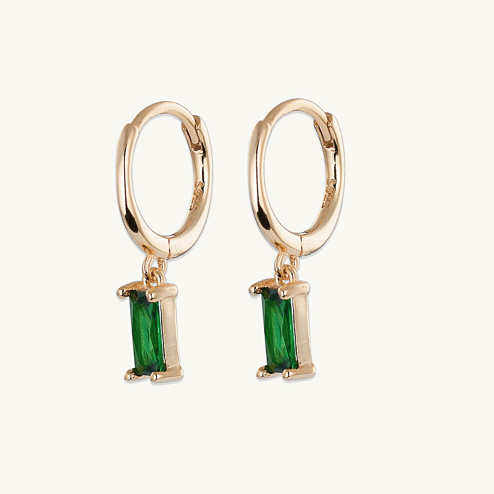 Emerald Baguette Hoop Earrings
