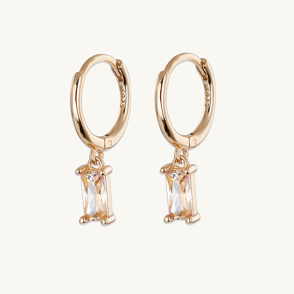 Champagne Baguette Hoop Earrings