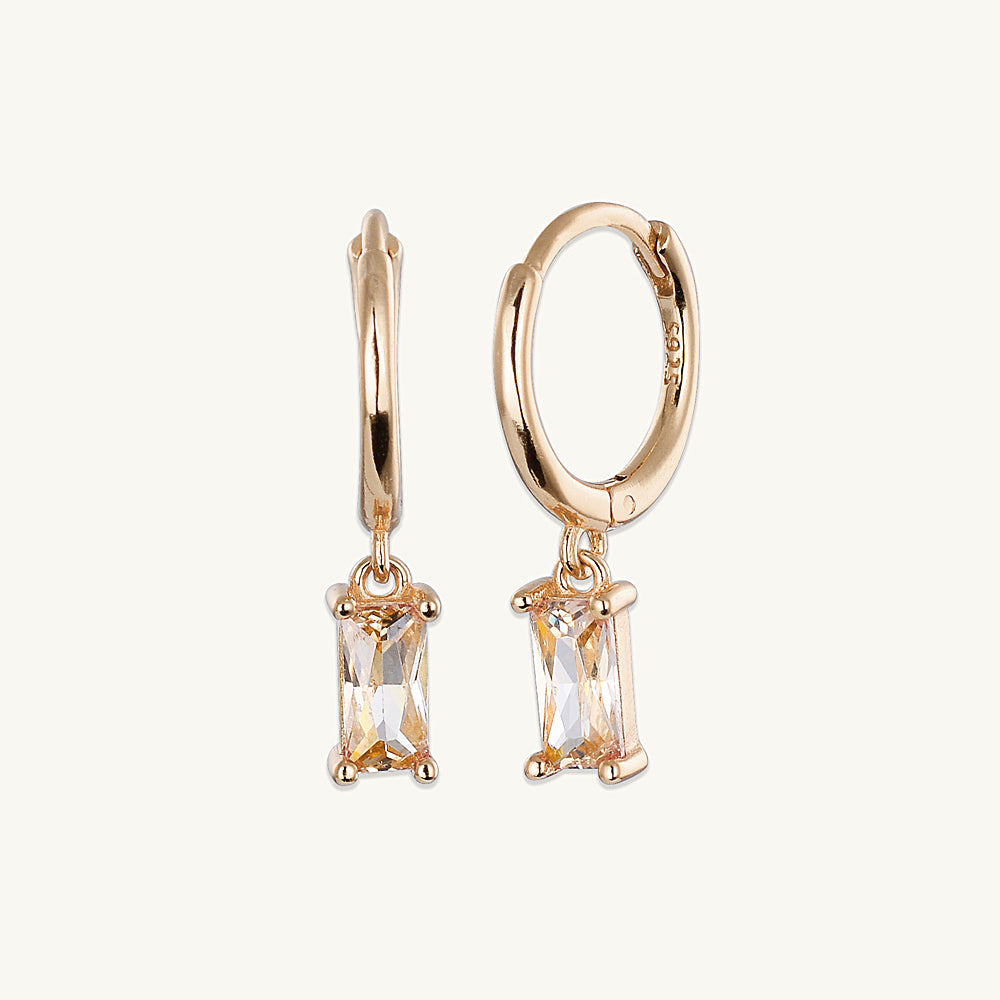 Champagne Baguette Hoop Earrings
