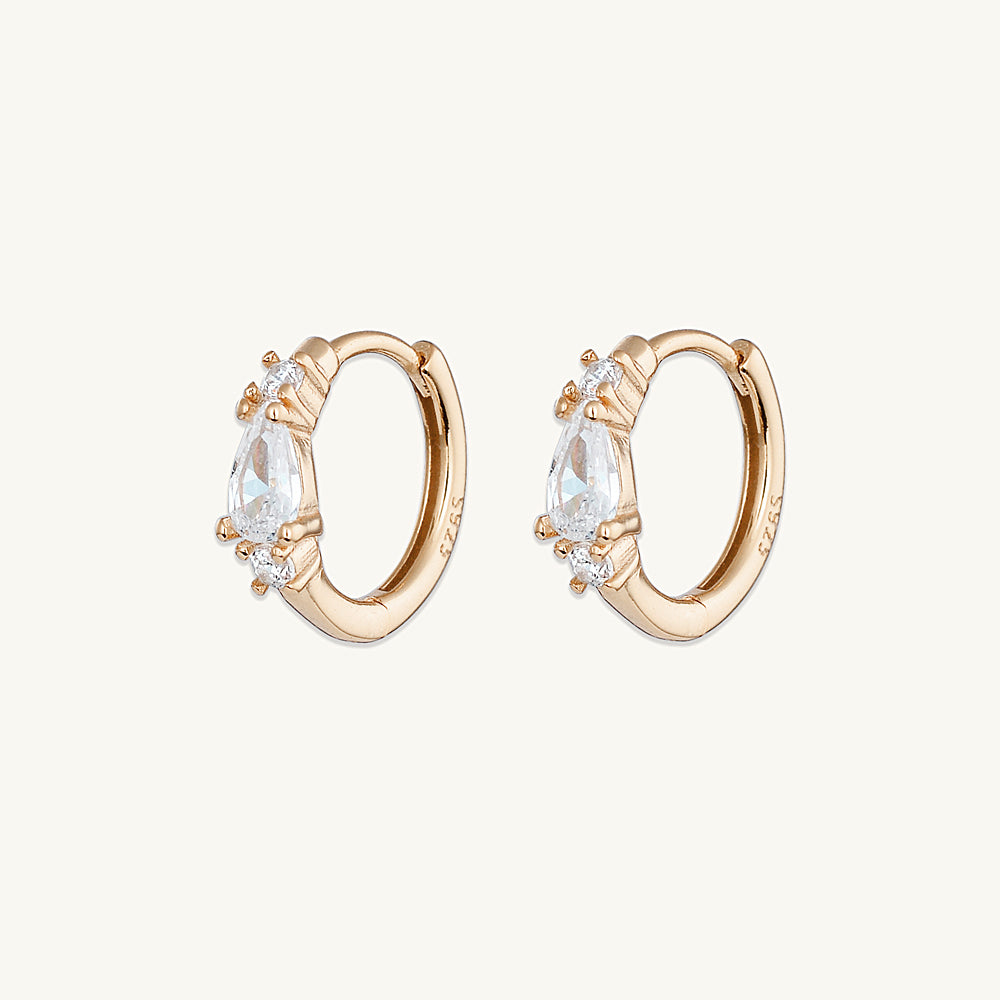 Teardrop Sapphire Huggie Earrings