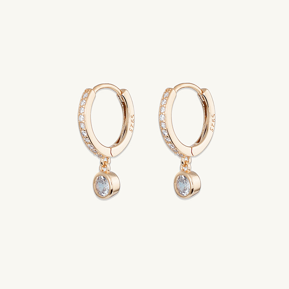 Sapphire Drop Hoop Earrings
