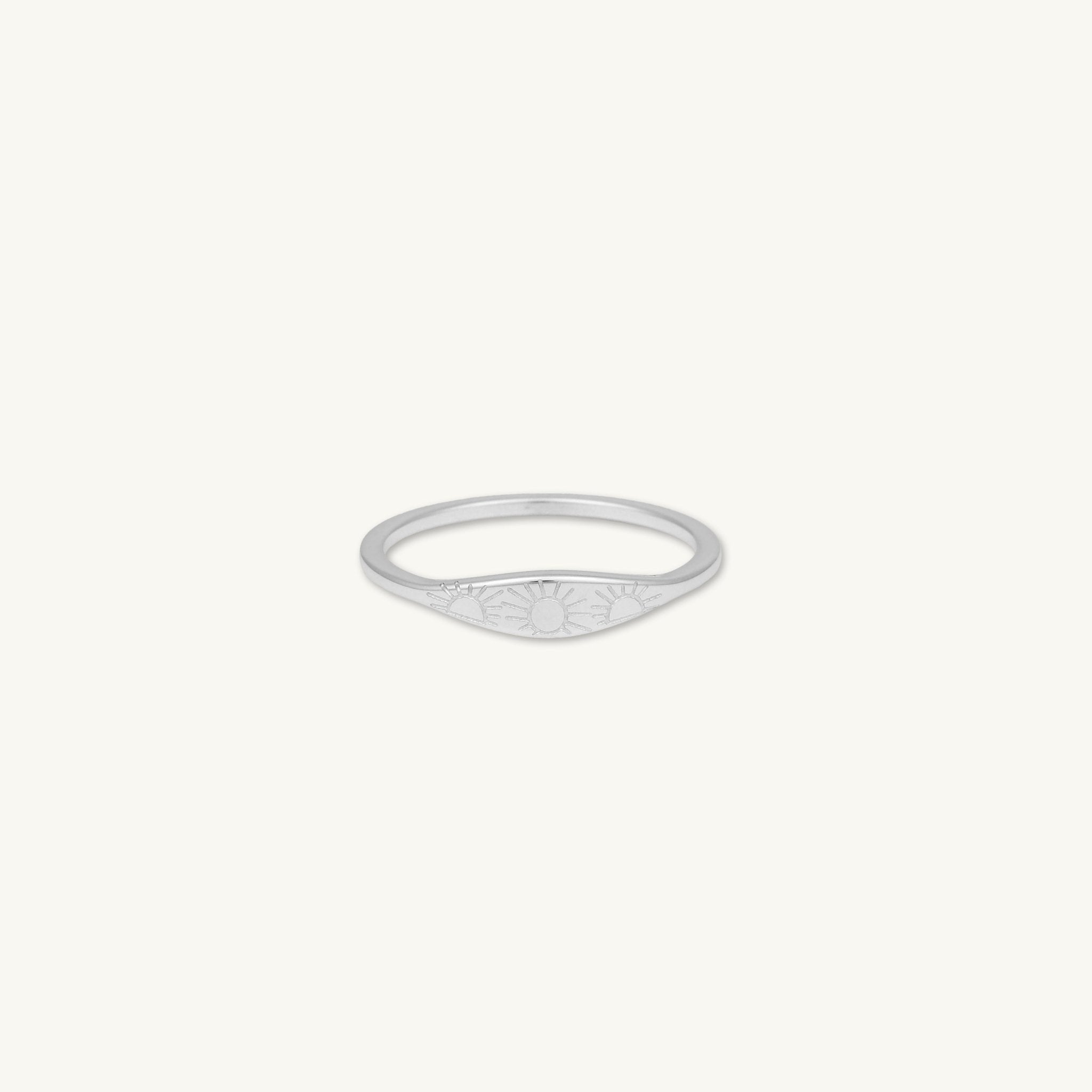 Celestial Trio Sun Signet Stacker Ring - Camile & Stone