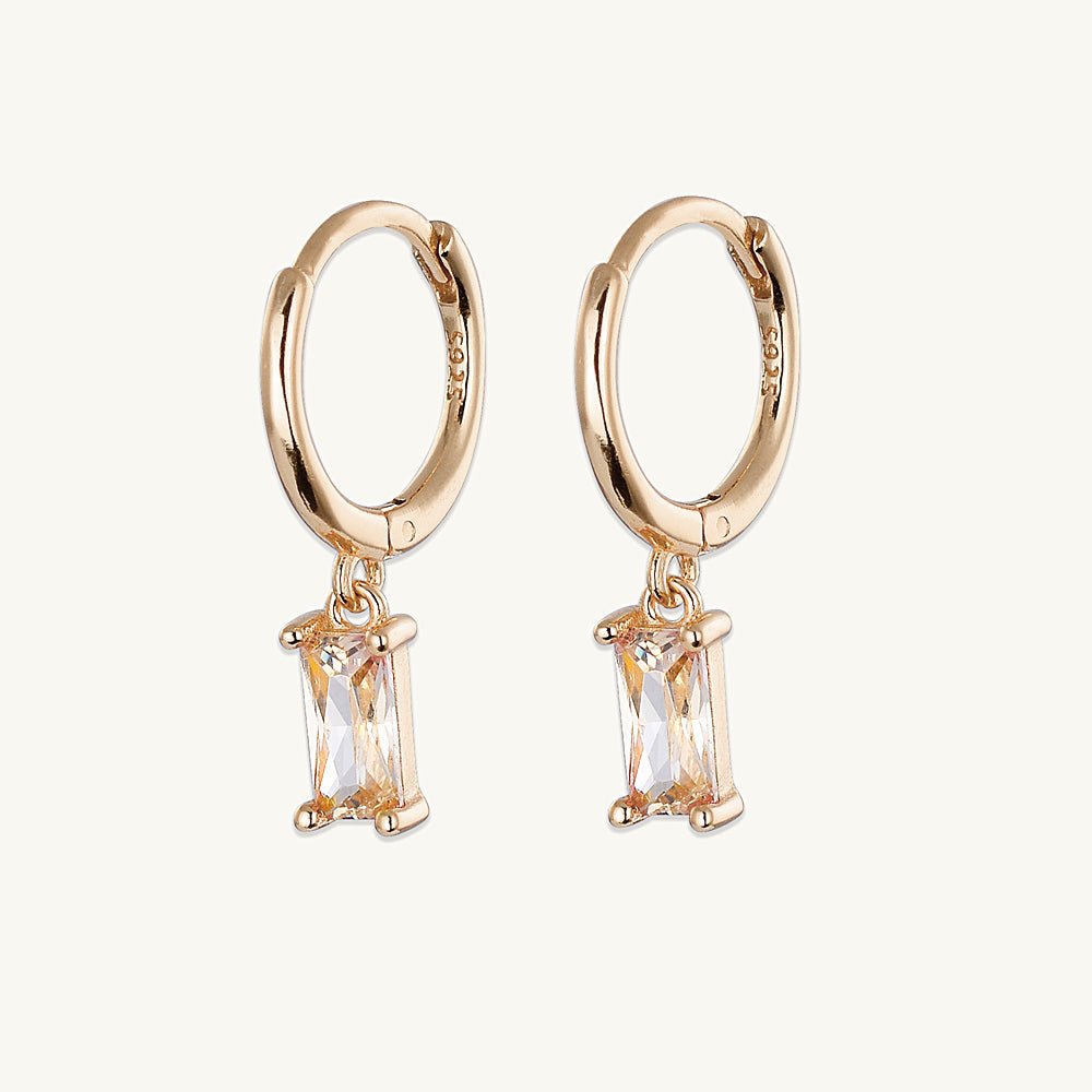 Champagne Baguette Hoop Earrings - Camile & Stone