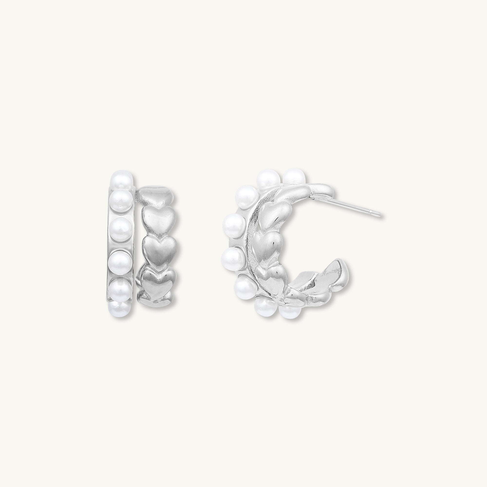 Clara Pearl Heart Earrings - Camile & Stone