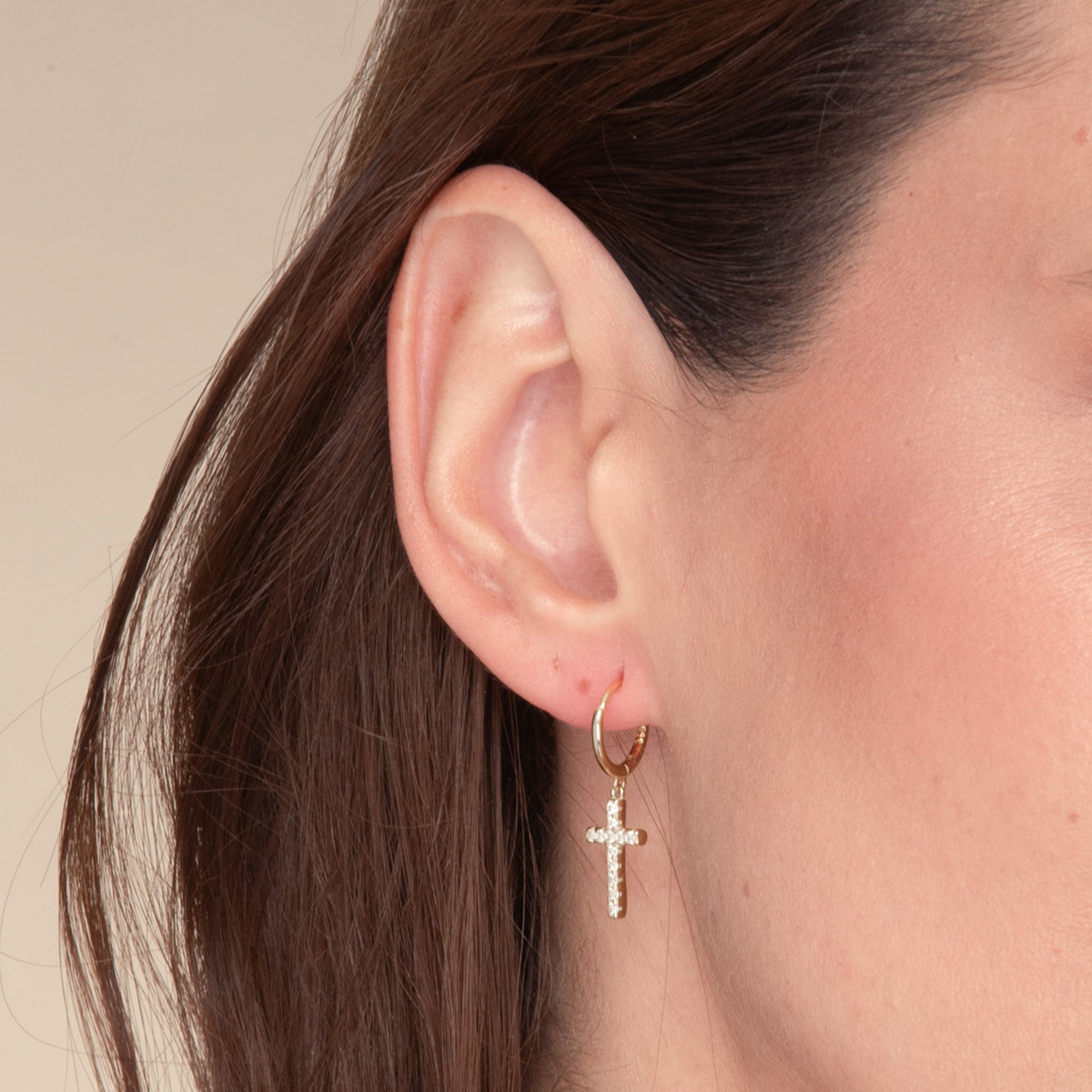 Classic Cross Zirconia Huggie Earrings - Camile & Stone