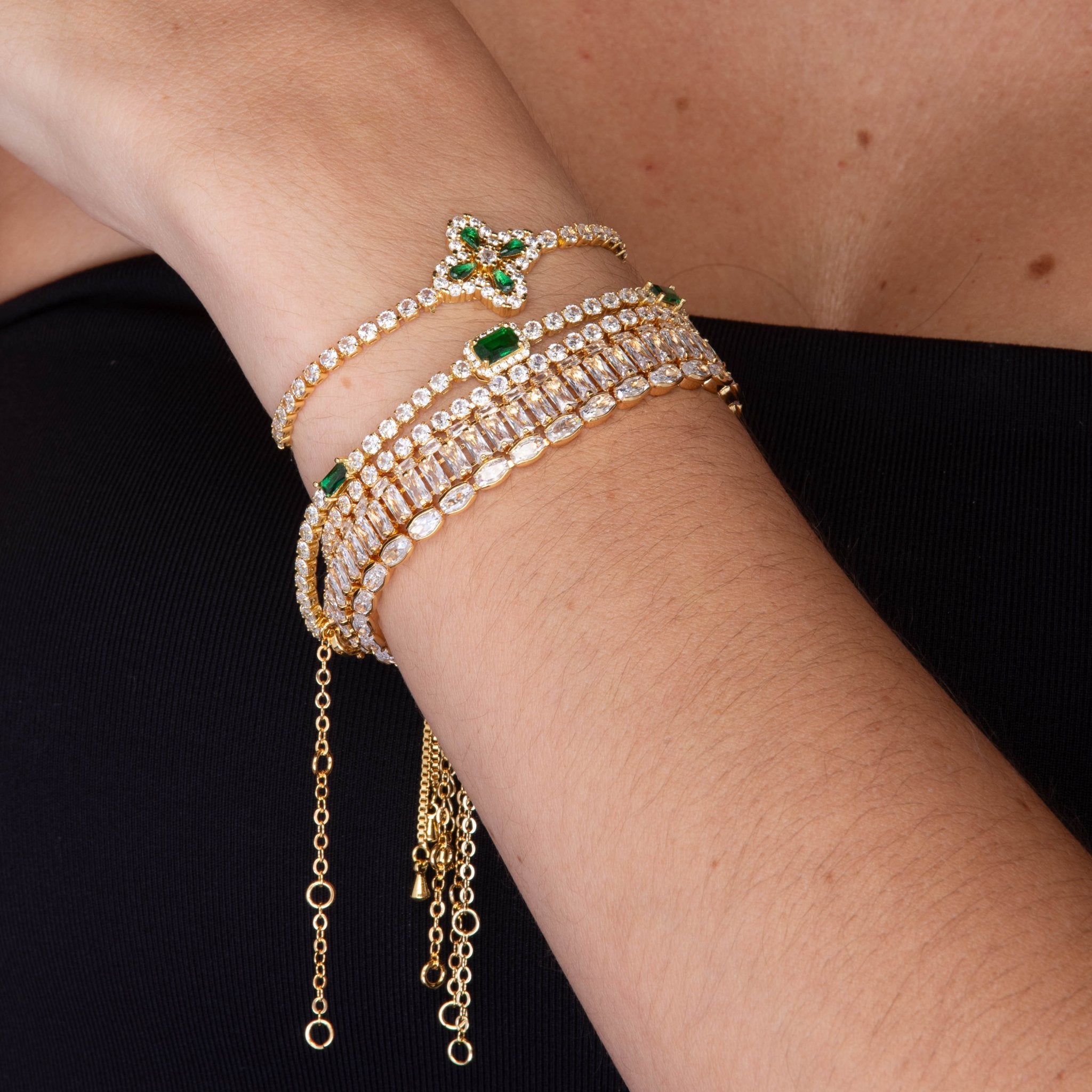 Clover Emerald Tennis Bracelet - Camile & Stone