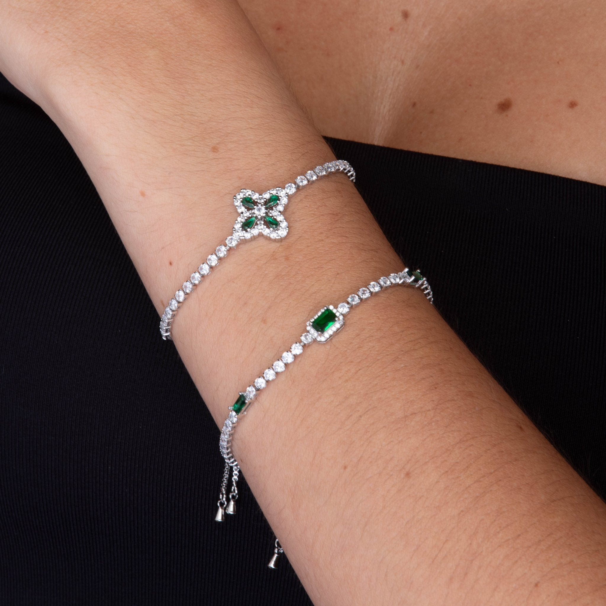Clover Emerald Tennis Bracelet - Camile & Stone