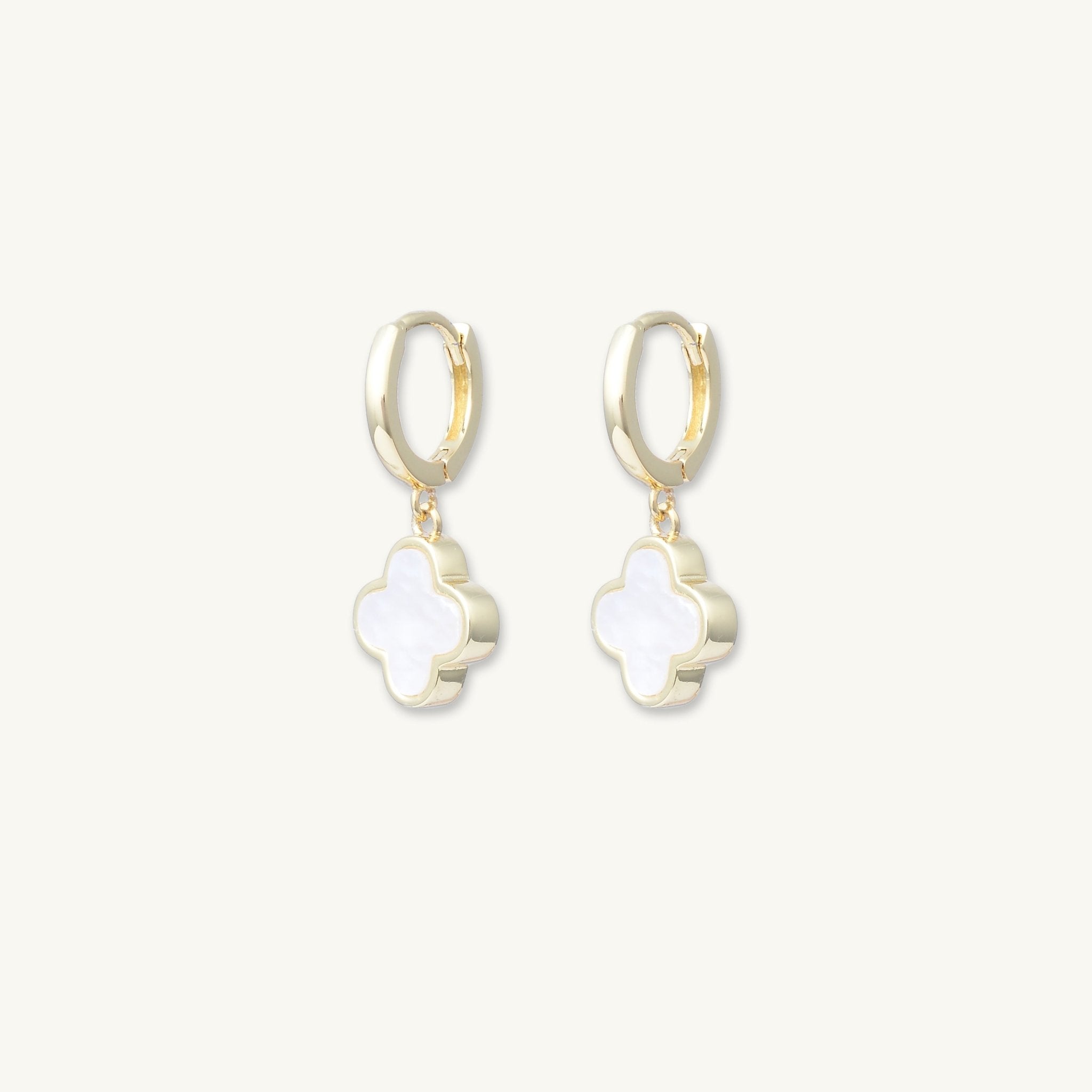 Clover Mother Of Pearl Huggie Earrings - Camile & Stone