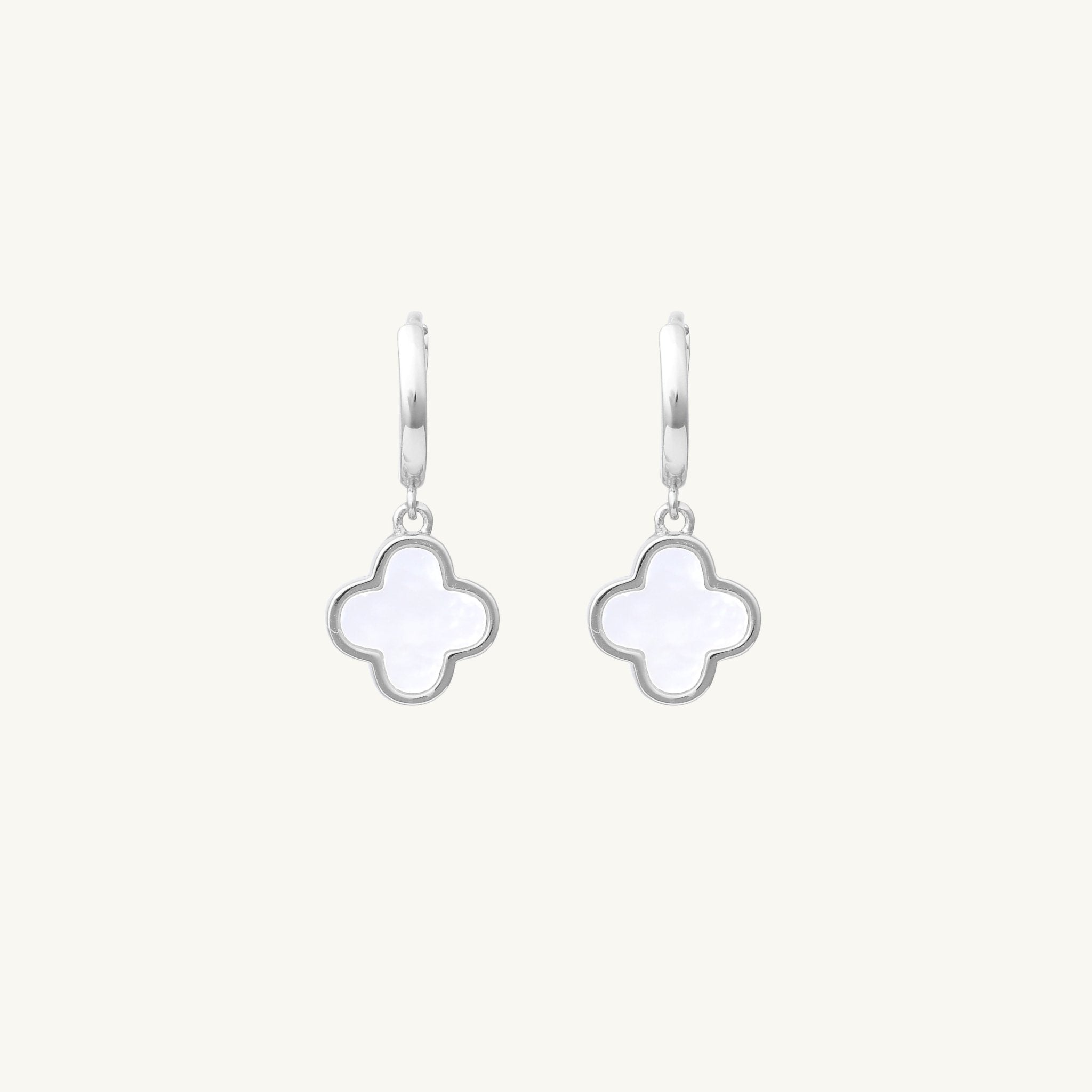 Clover Mother Of Pearl Huggie Earrings - Camile & Stone