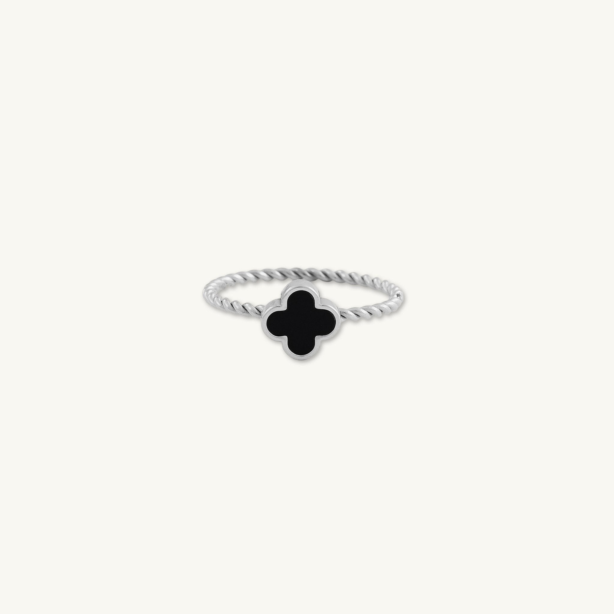 Clover Noir Twist Stacker Ring - Camile & Stone