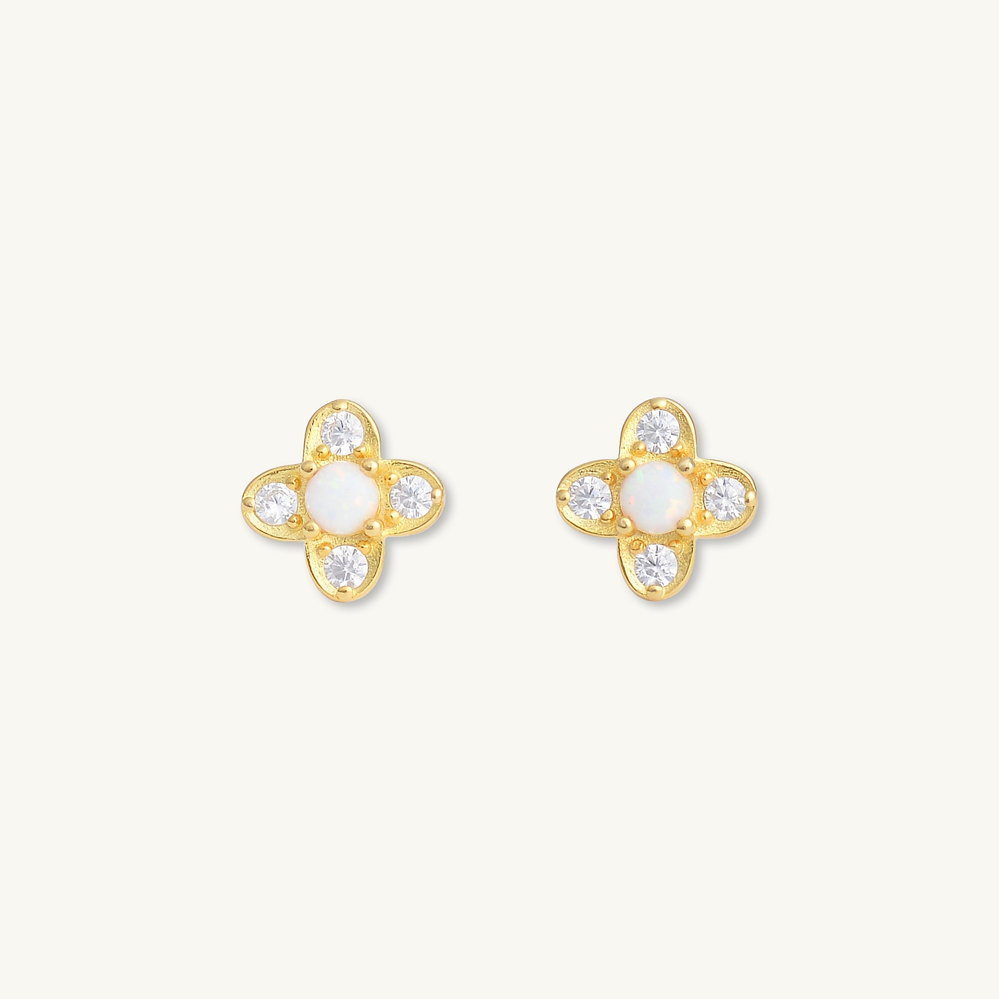 Clover Opal Zirconia Stud Earrings - Camile & Stone