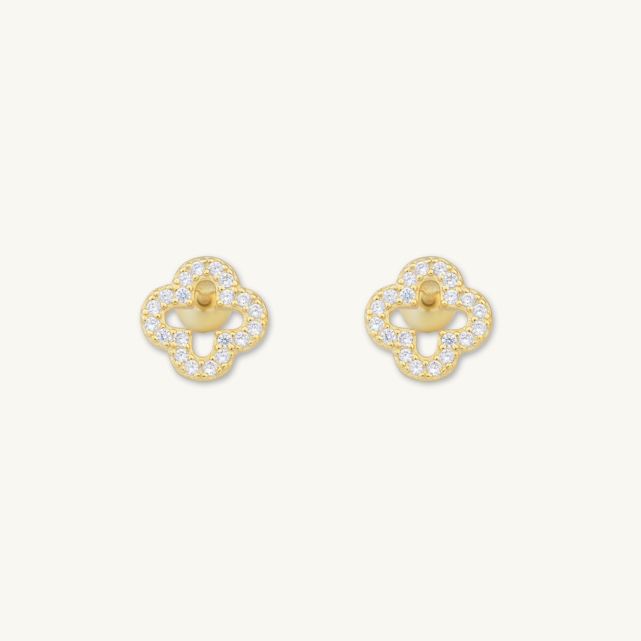 Clover Sapphire Barbell Stud Cartilage Earrings - Camile & Stone