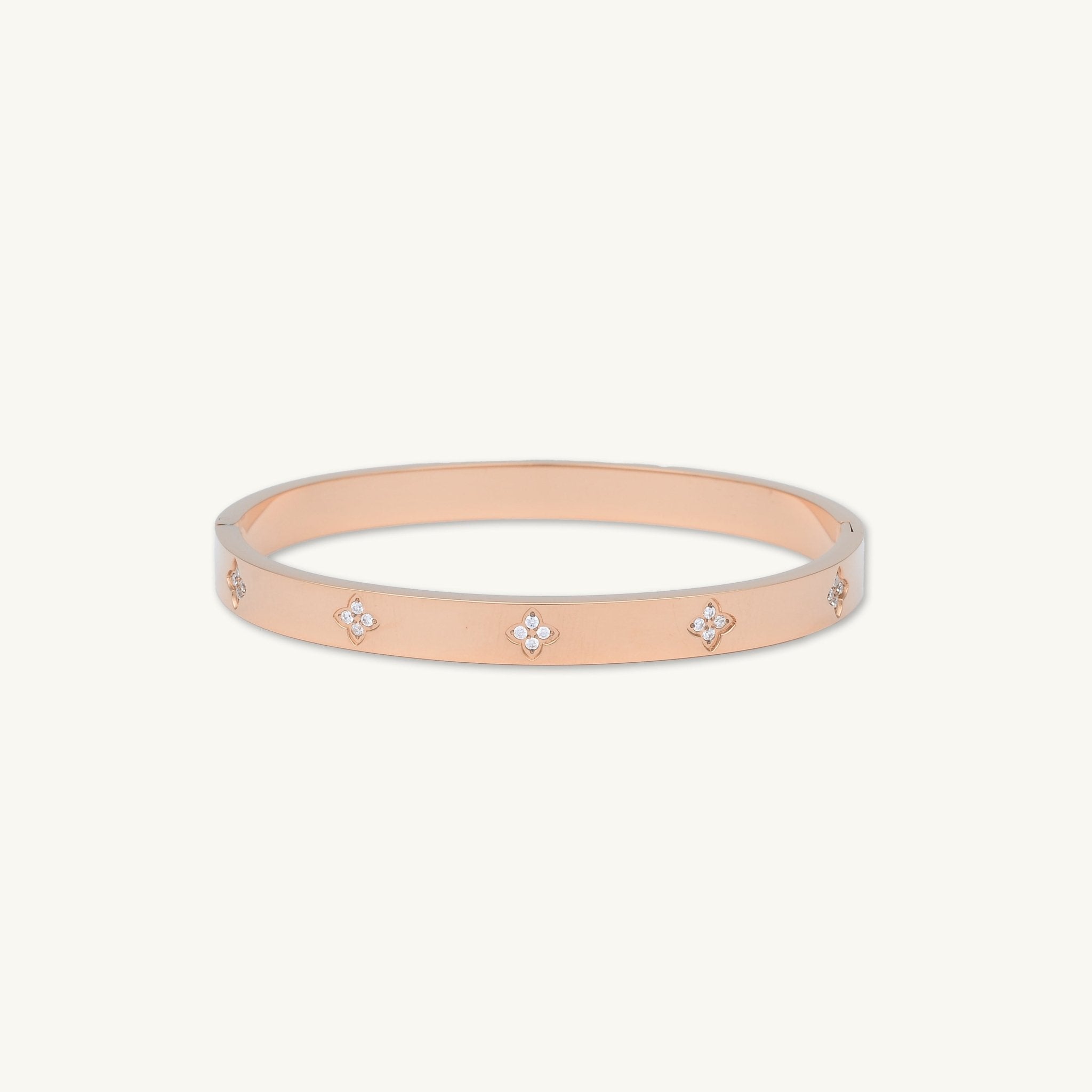 Clover Sapphire Hinged Bangle Bracelet - Camile & Stone