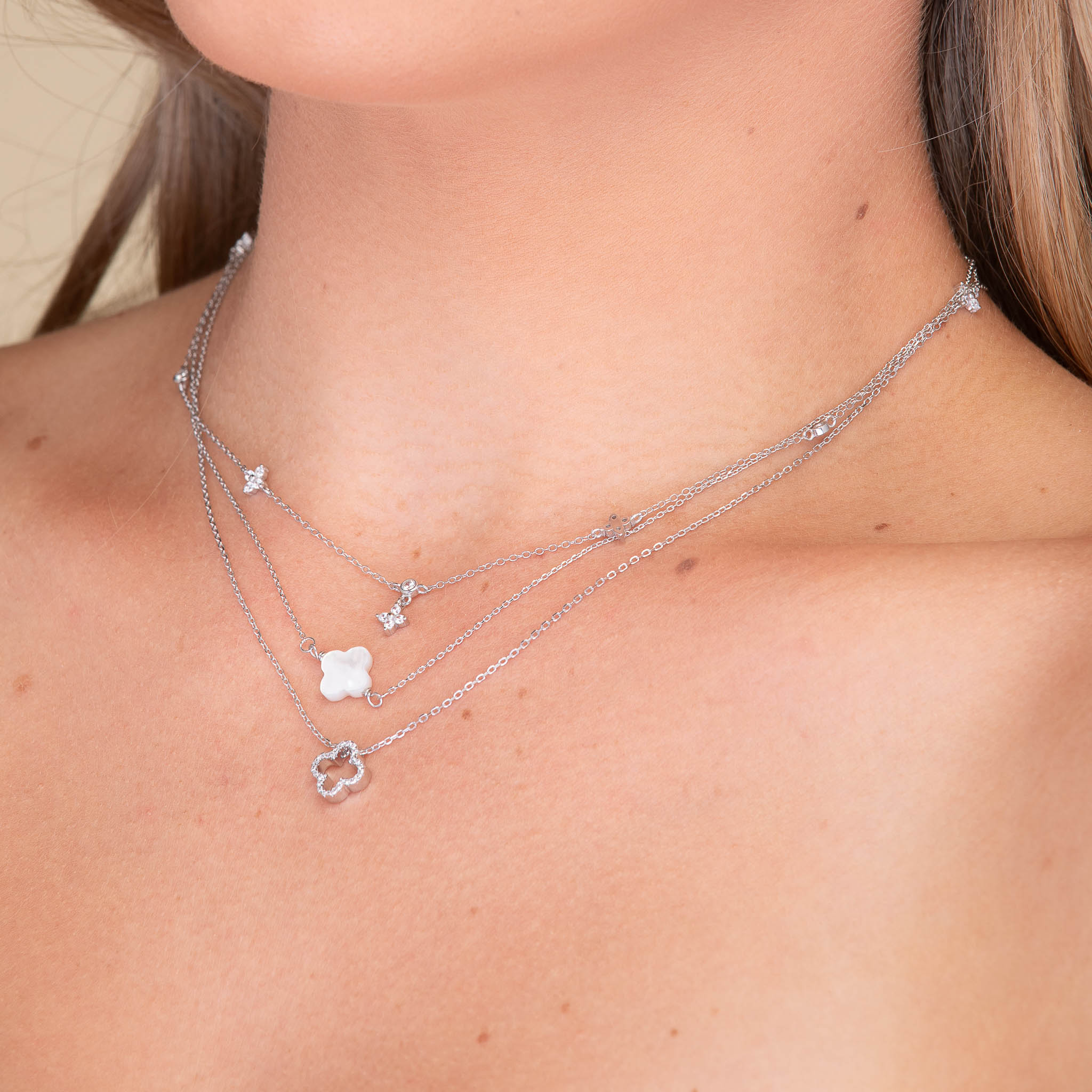 Clover Station Zirconia Chain Necklace - Camile & Stone
