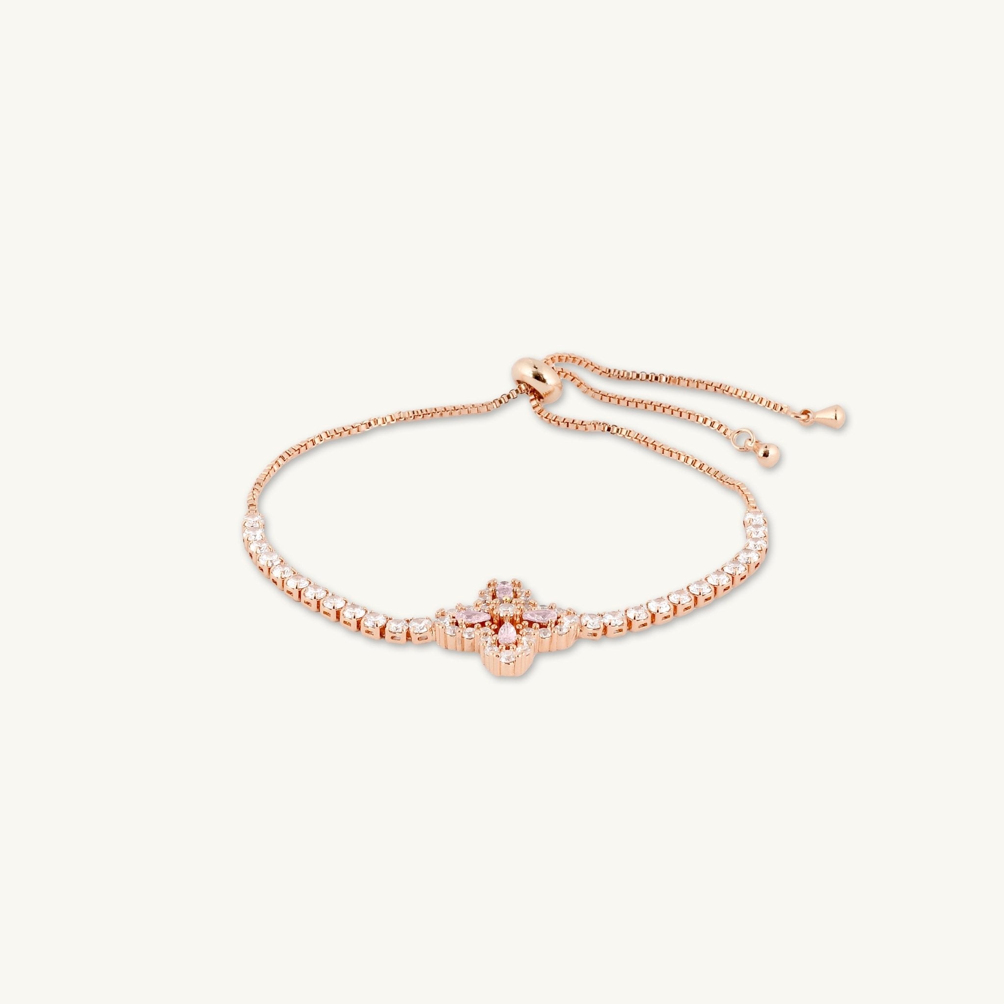 Clover Tennis Pink Zirconia Chain Bracelet - Camile & Stone